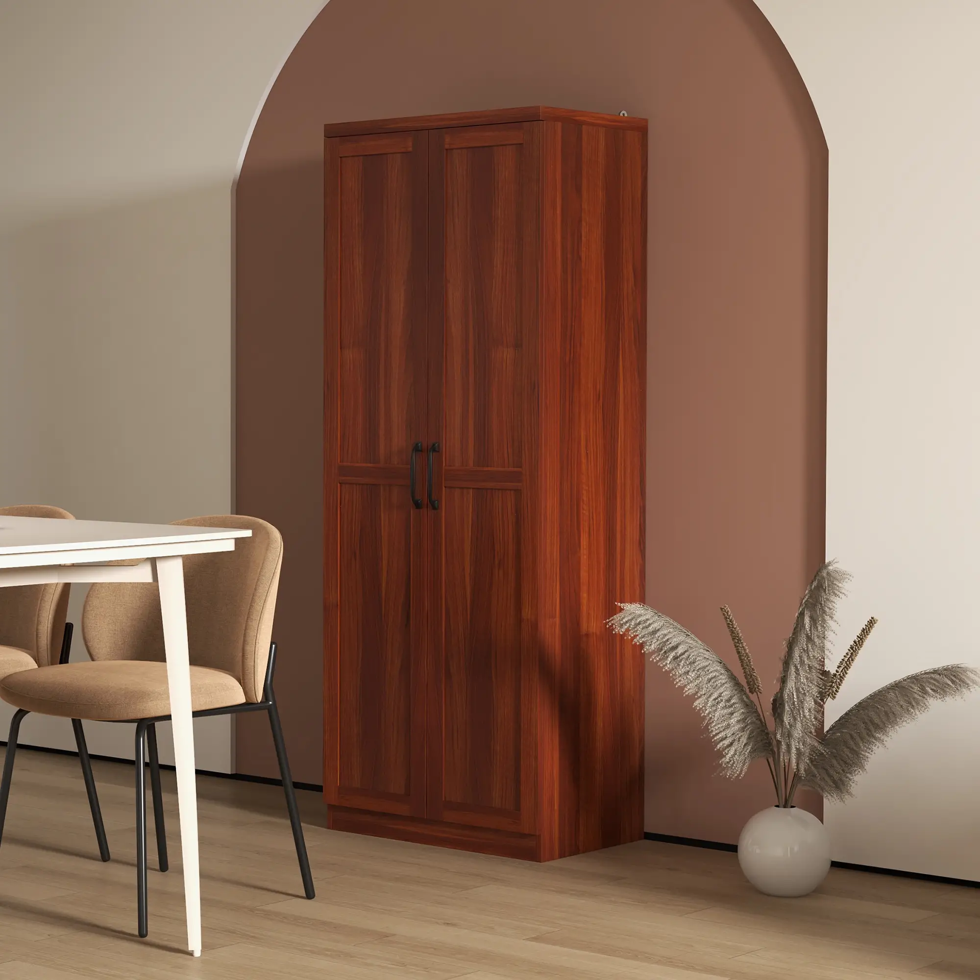 63" Kitchen Storage Cabinet, 5-Tier Pantry with Doors, Adjustable Shelves, Tan - Image 2
