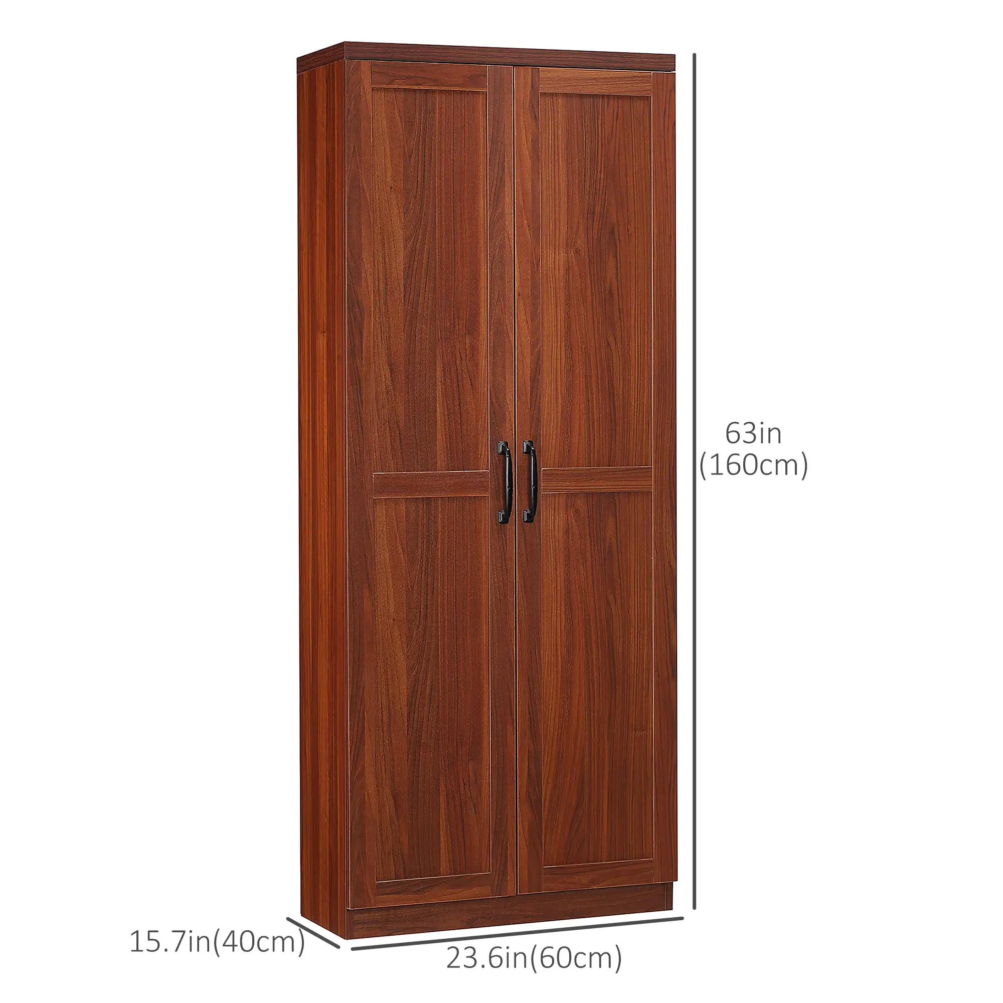 63" Kitchen Storage Cabinet, 5-Tier Pantry with Doors, Adjustable Shelves, Tan - Image 3