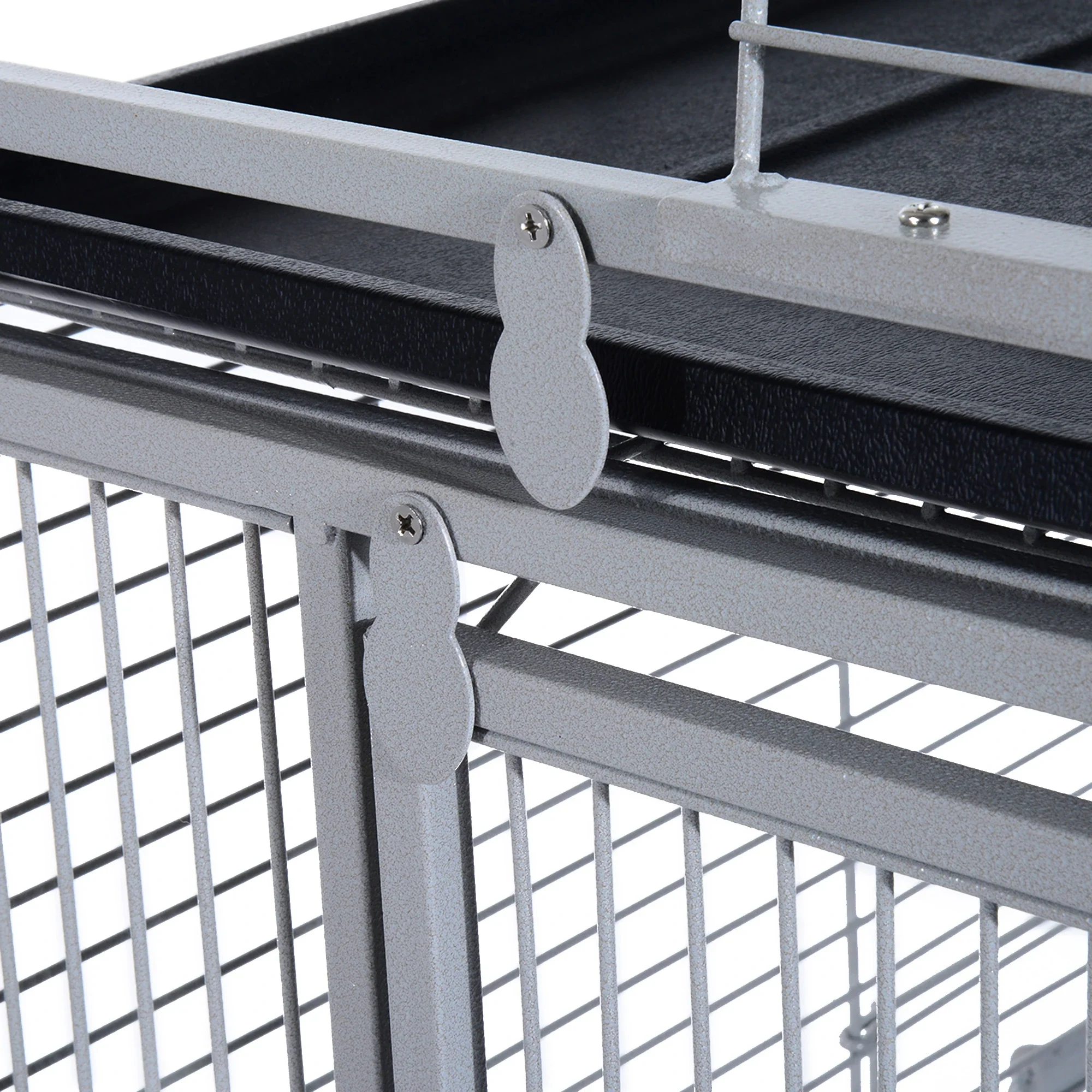 63" Large Parrot Cage, Finch Feeder, Play Top, Silver - Image 9