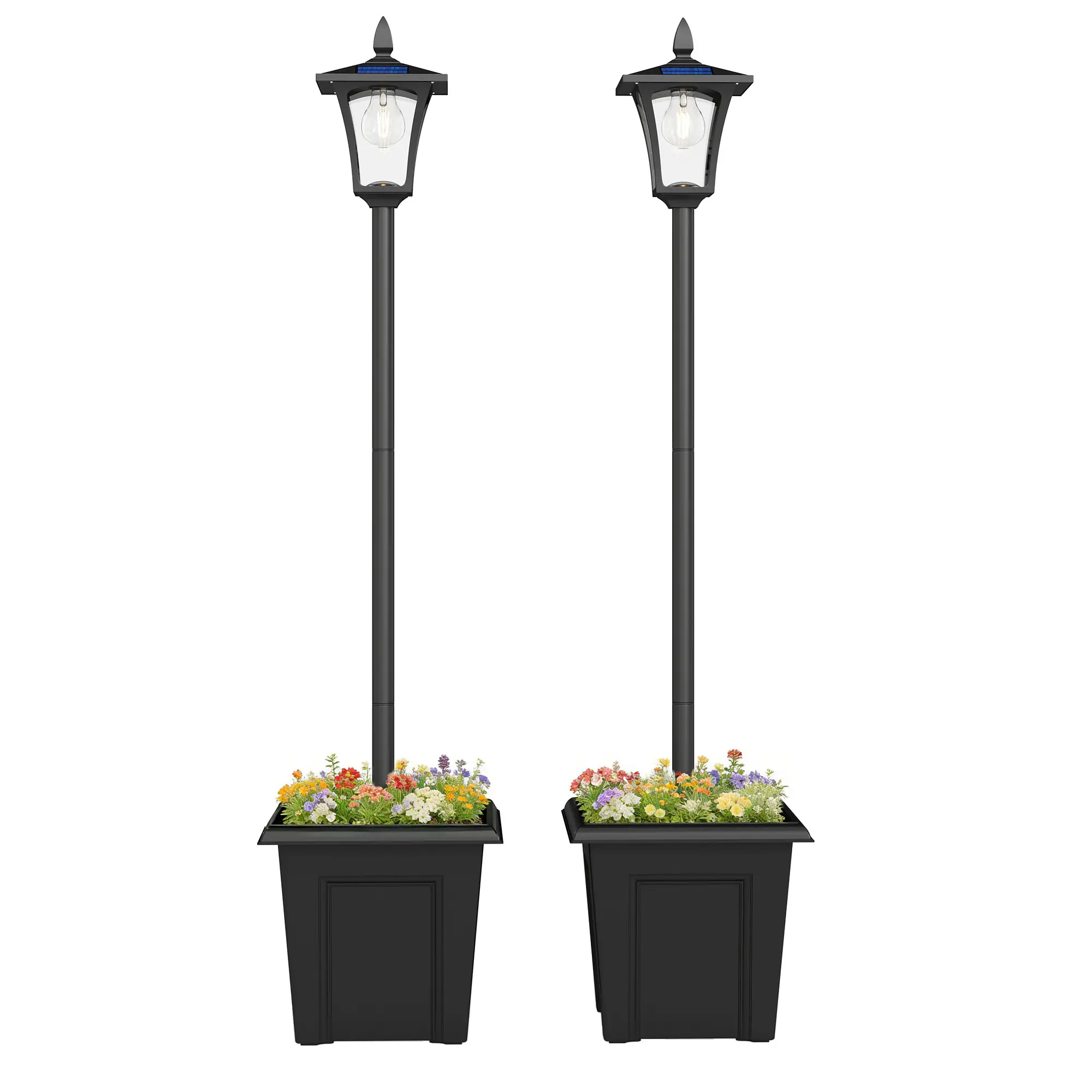 63" Solar Lamp Post Lights 2 Pack, Waterproof LED, Black - Image 11