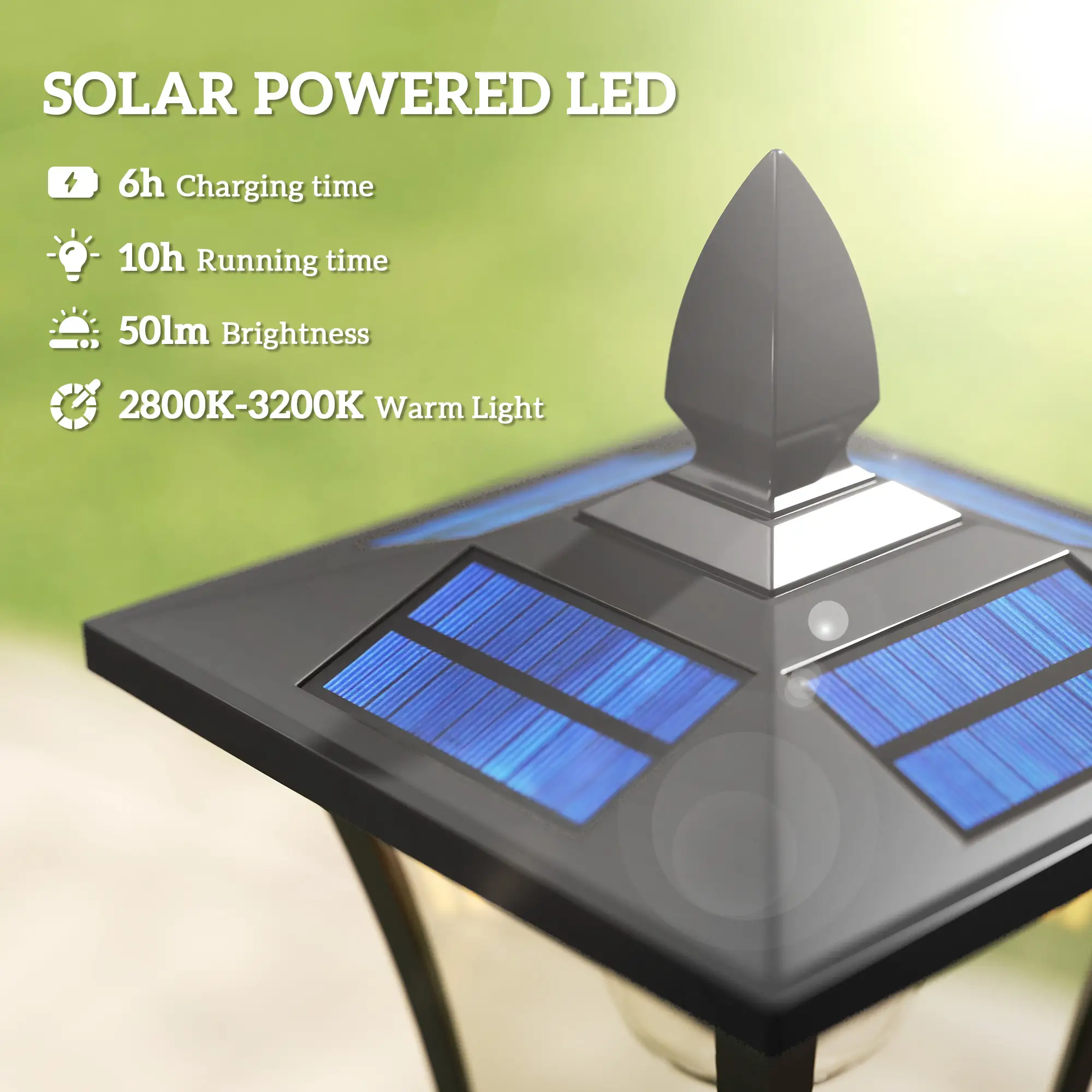 63" Solar Lamp Post Lights 2 Pack, Waterproof LED, Black - Image 4