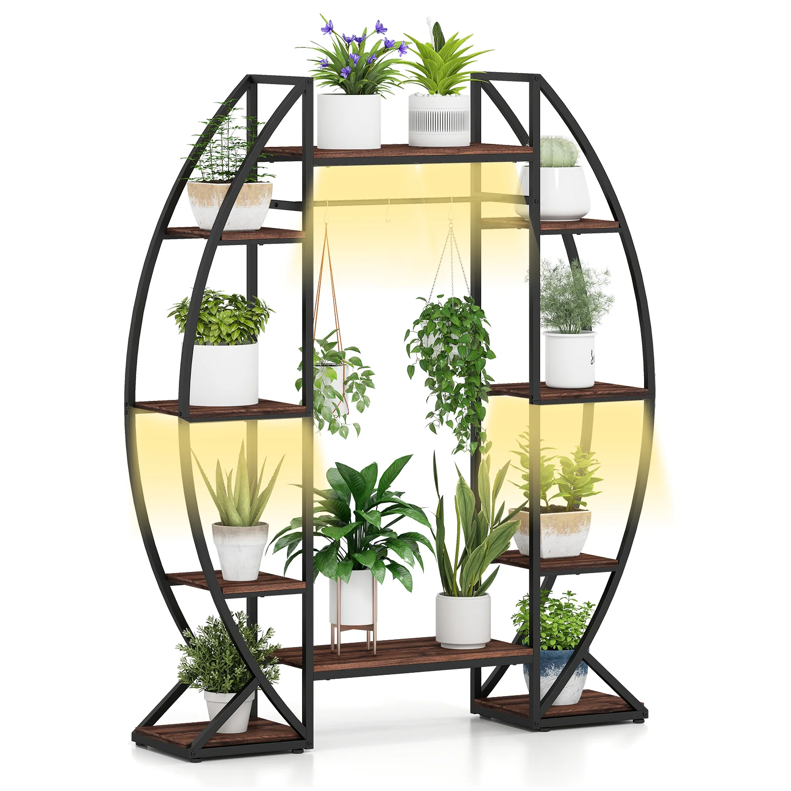 63" Tall 10-Tier Corner Metal Plant Stand, Large Flowerpot Holder, Brown - Image 4
