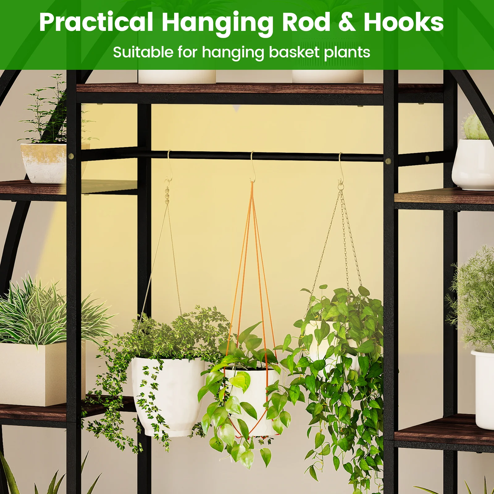 63" Tall 10-Tier Corner Metal Plant Stand, Large Flowerpot Holder, Brown - Image 9