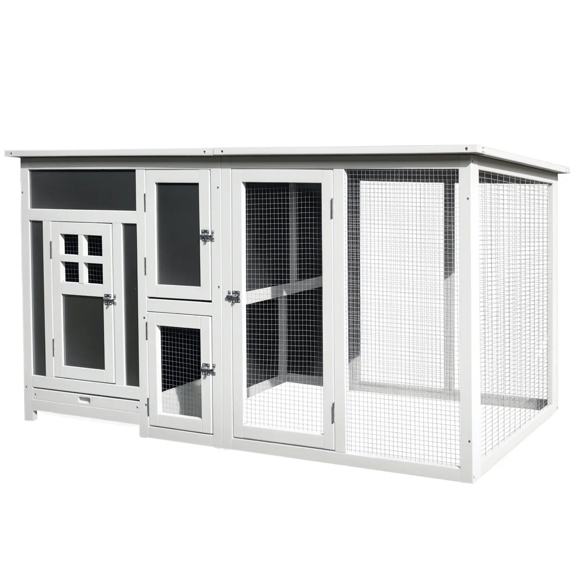 63" Wooden Chicken Coop, Rabbit Hutch, Nesting Box, Run, Grey