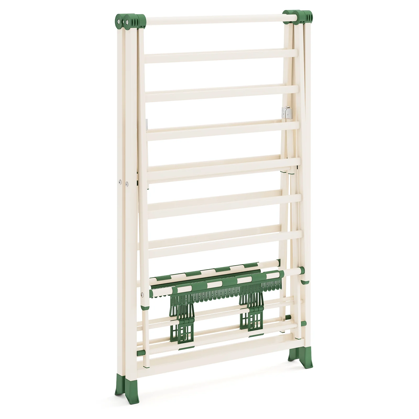 64 Inch Adjustable Clothes Drying Rack, Beige - Image 5
