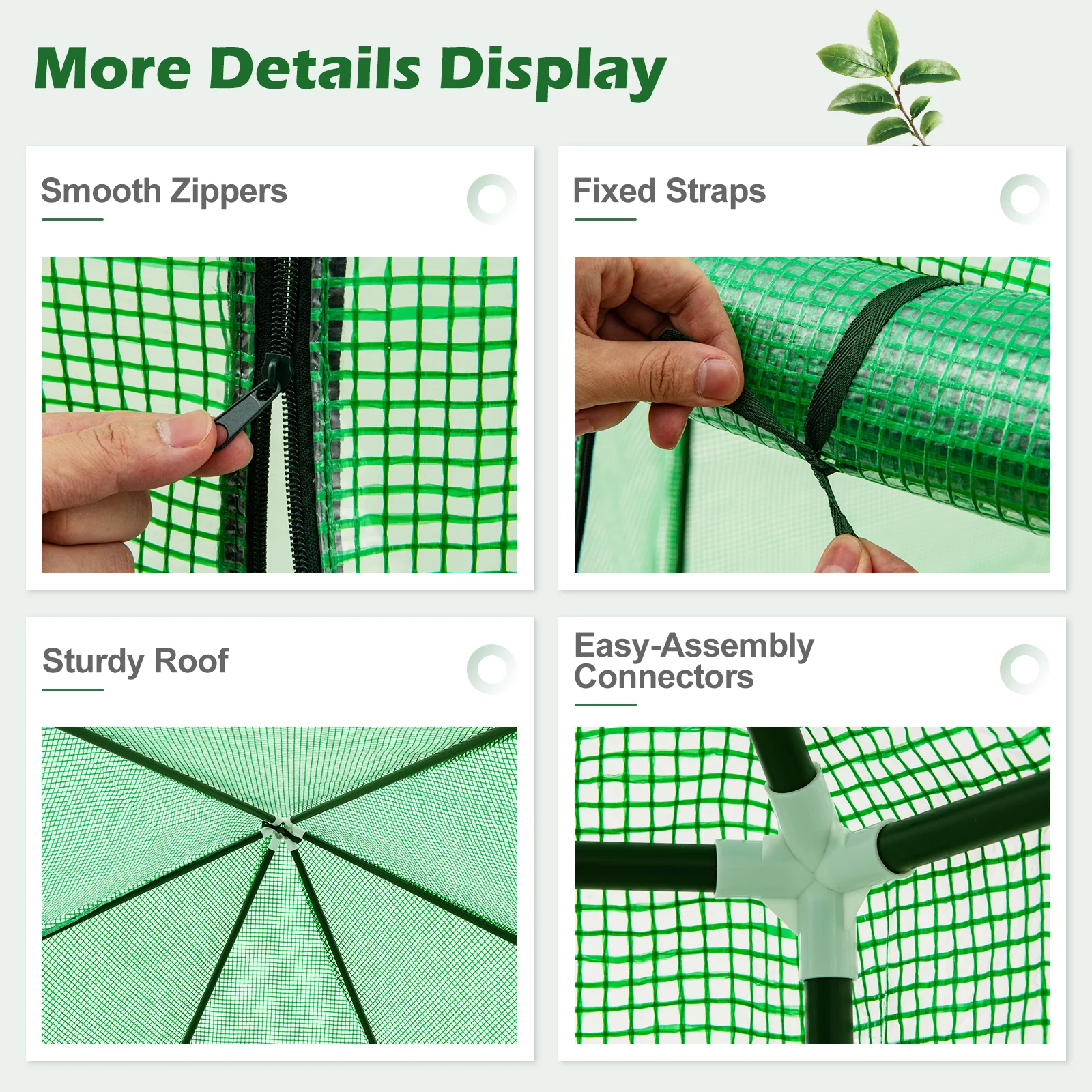 6.5 x 5.6 x 6.2 FT Mini Walk-in Greenhouse Portable Outdoor Warm House for Winter with PE Cover, Green - Image 10