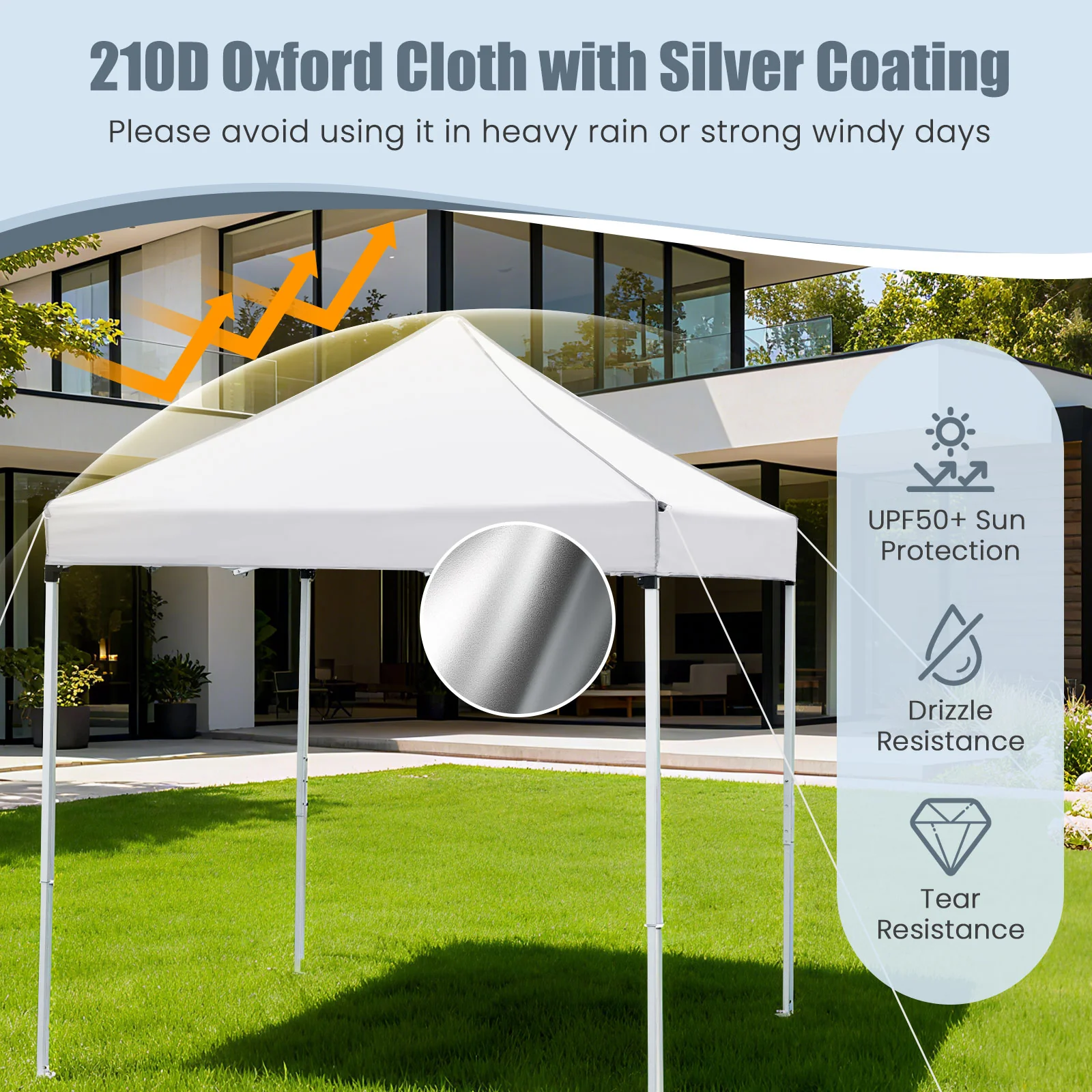6.5 x 6.5 FT Pop up Canopy Tent with 4 Sidewalls and Wheeled Bag-white, White - Image 6