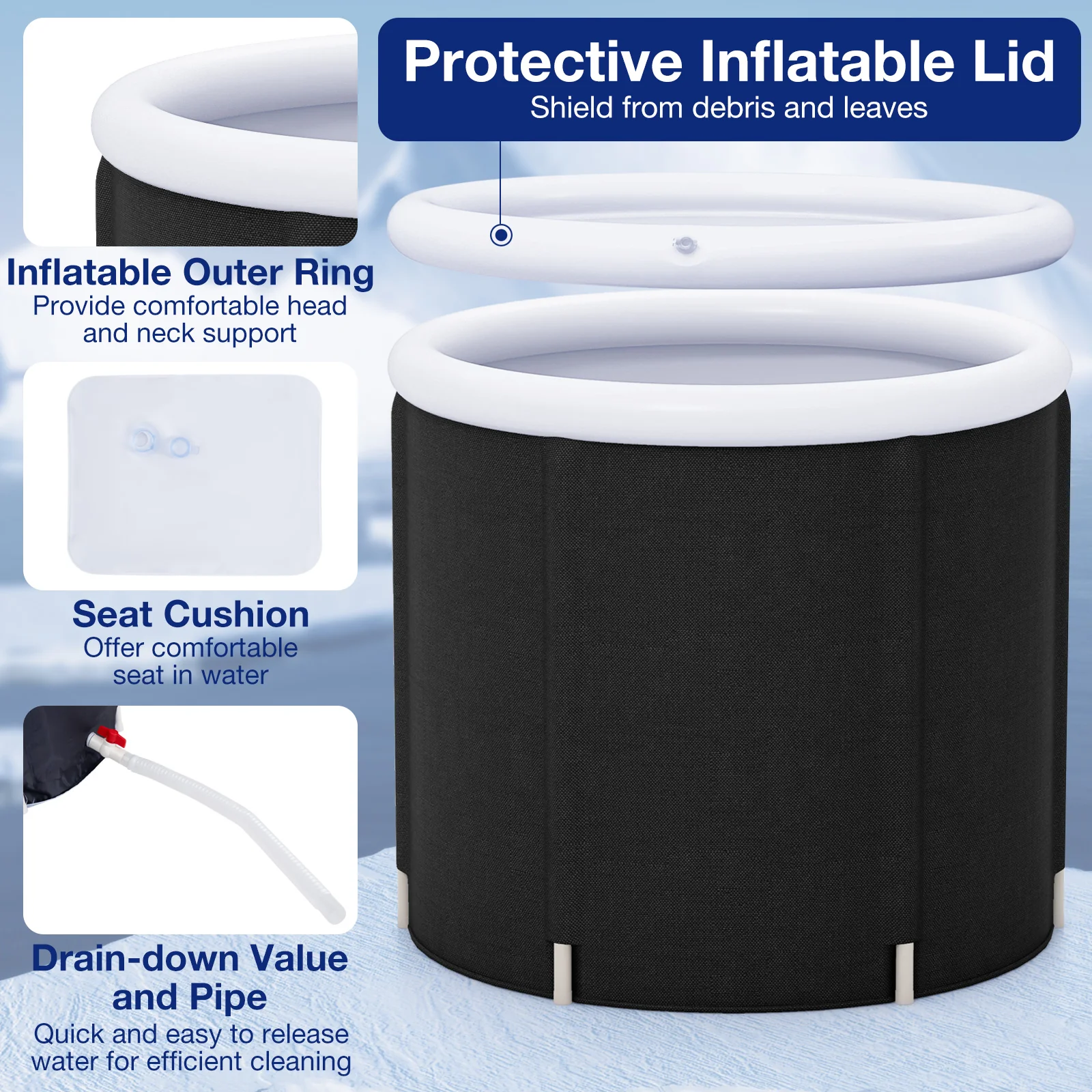 66 Gal Outdoor Ice Plunge Tub With Lid - Image 10