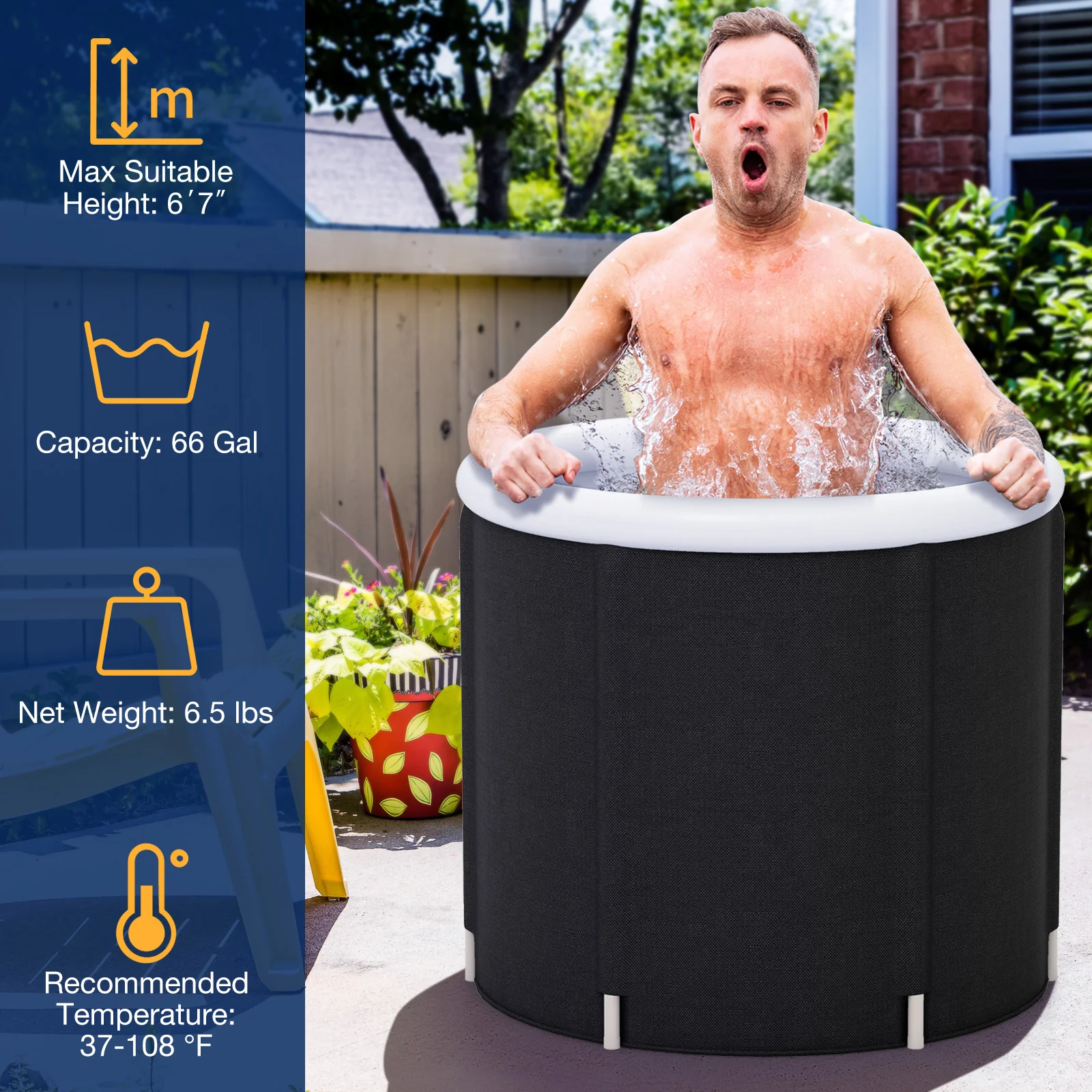 66 Gal Outdoor Ice Plunge Tub With Lid - Image 6