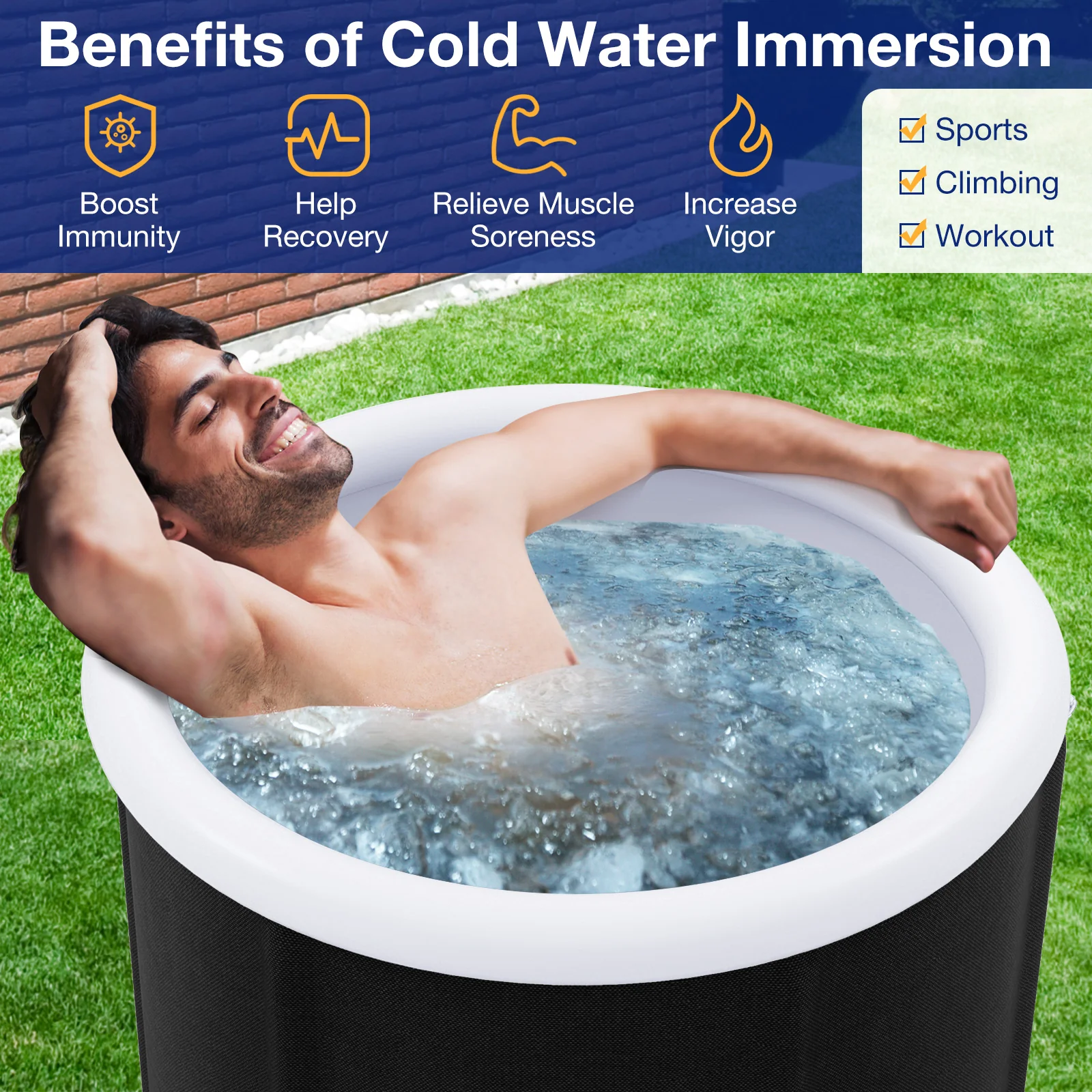 66 Gal Outdoor Ice Plunge Tub With Lid - Image 7