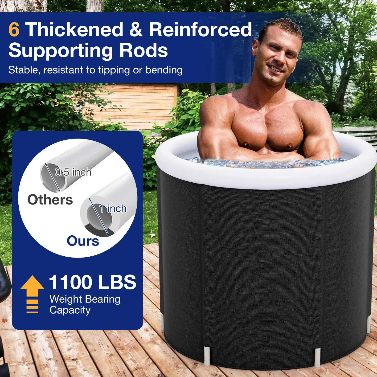 66 Gal Outdoor Ice Plunge Tub With Lid - Image 8