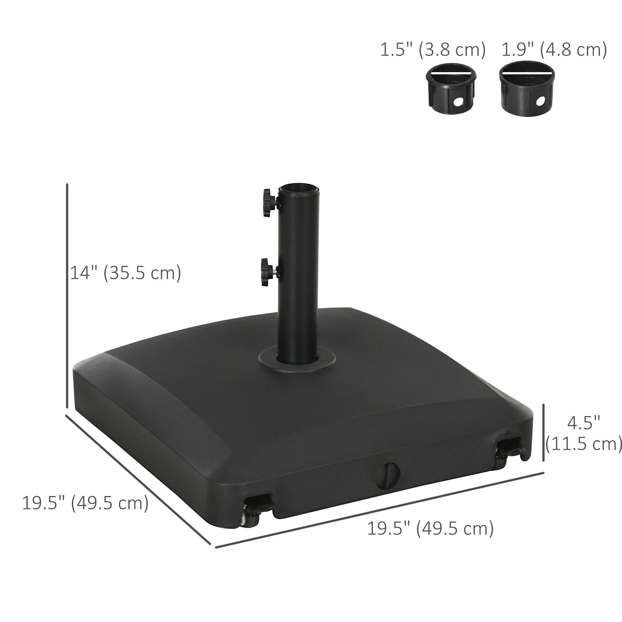 66 lb Heavy Duty Patio Umbrella Stand, Outdoor Garden Base, Black - Image 3