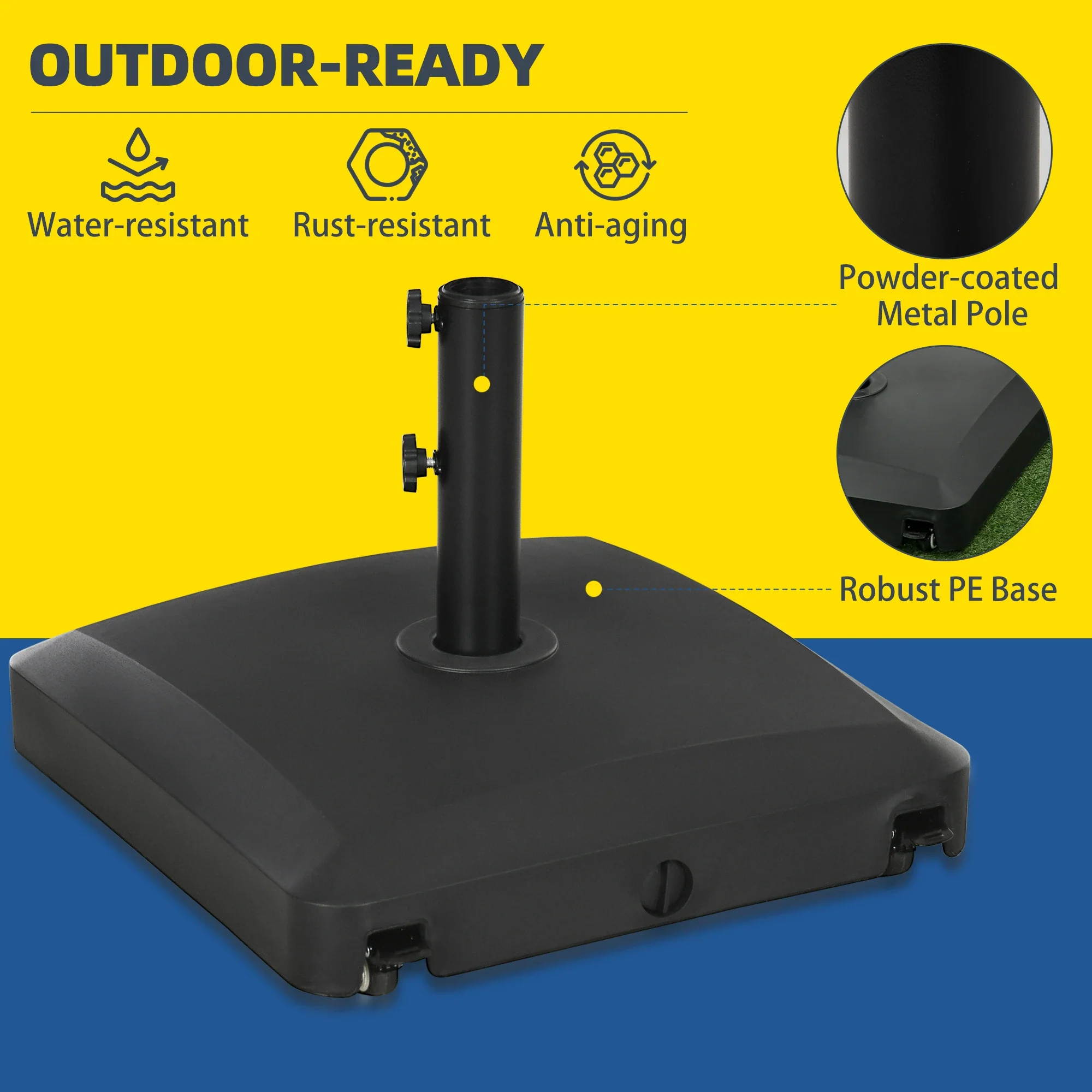 66 lb Heavy Duty Patio Umbrella Stand, Outdoor Garden Base, Black - Image 7