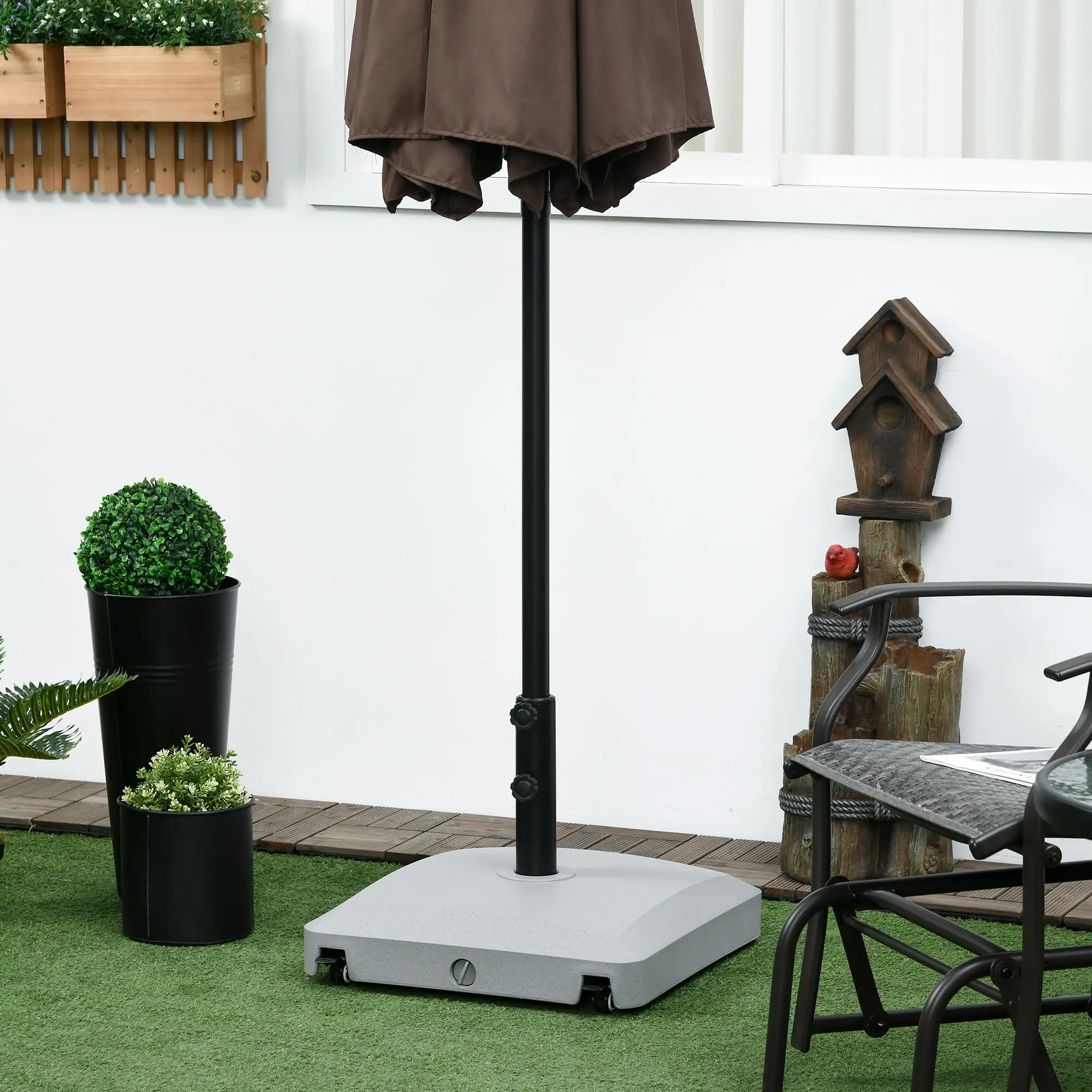 66 lb Heavy Duty Patio Umbrella Stand, Outdoor Garden Base, Light Grey - Image 10