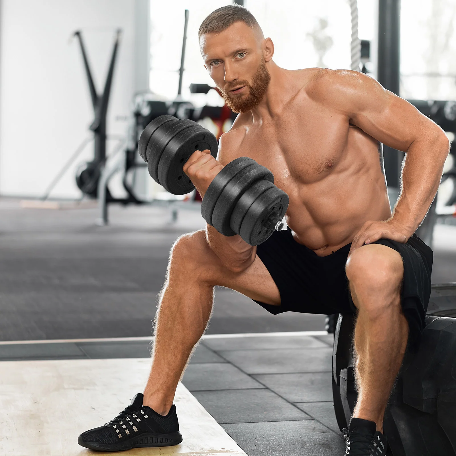 66 Lbs Adjustable Dumbbell Set, Black - Image 2