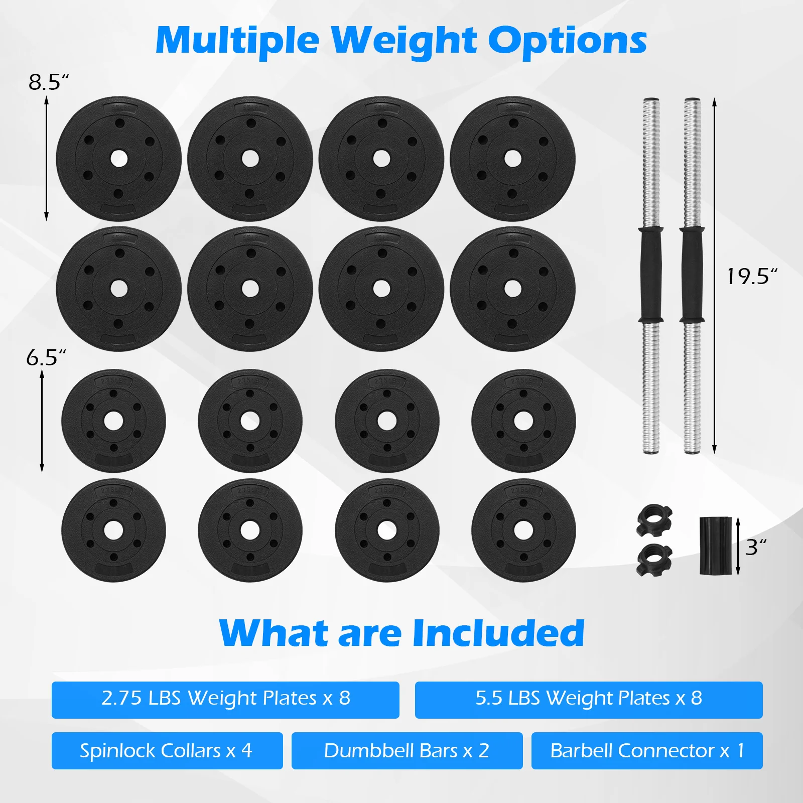 66 Lbs Adjustable Dumbbell Set, Black - Image 6