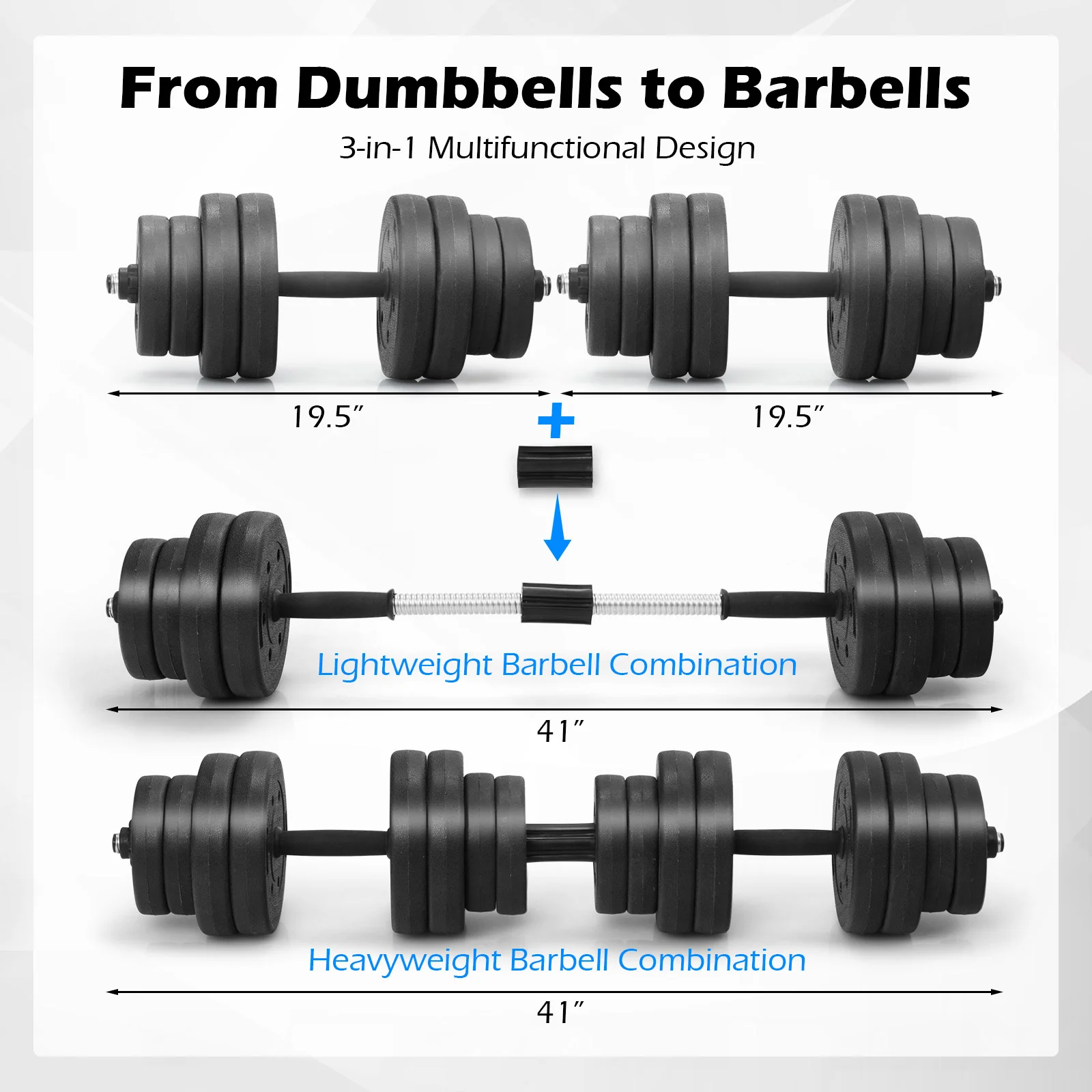 66 Lbs Adjustable Dumbbell Set, Black - Image 7