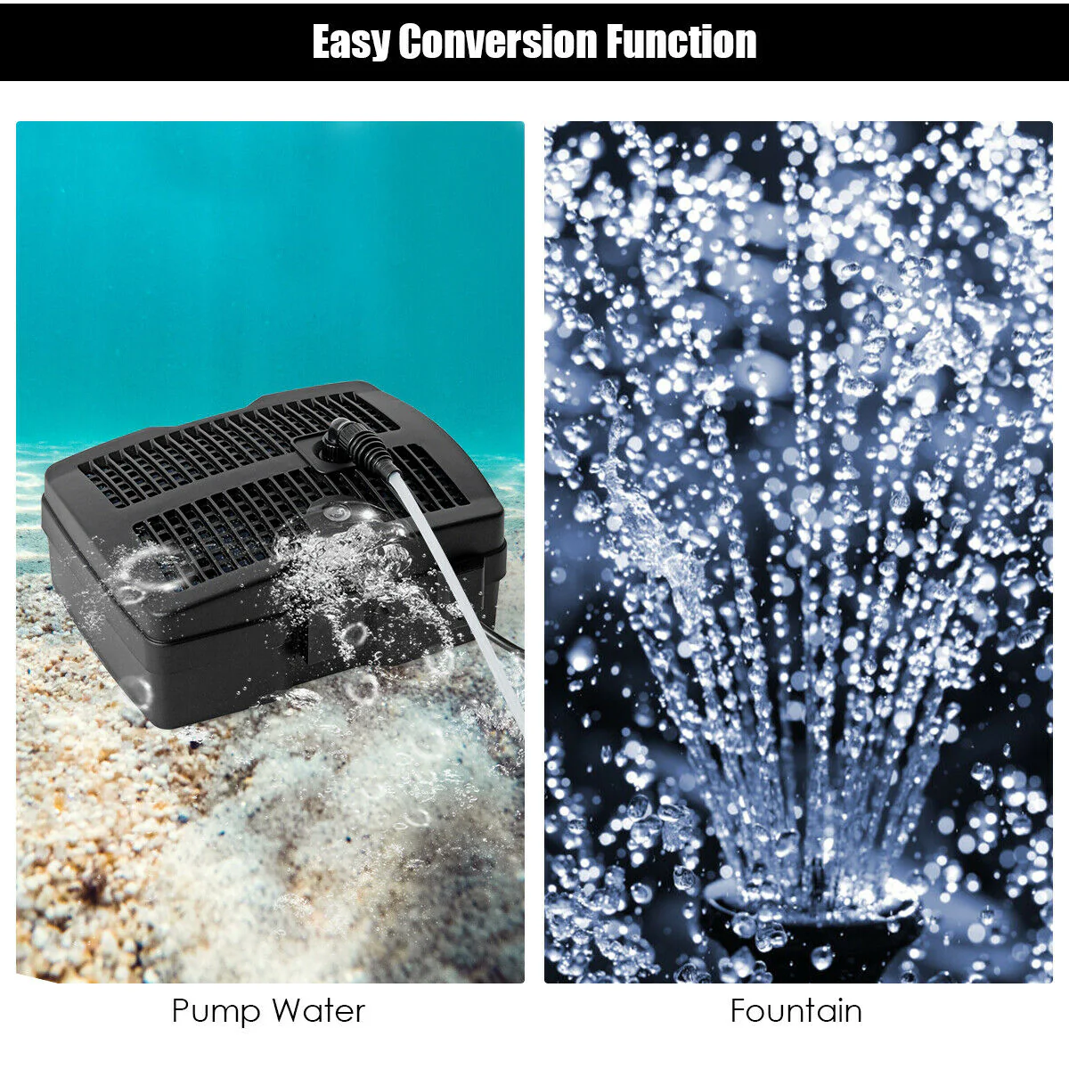 660 GPH Pond Filter Pump With Sterilizer And Fountain Jet, Black - Image 7