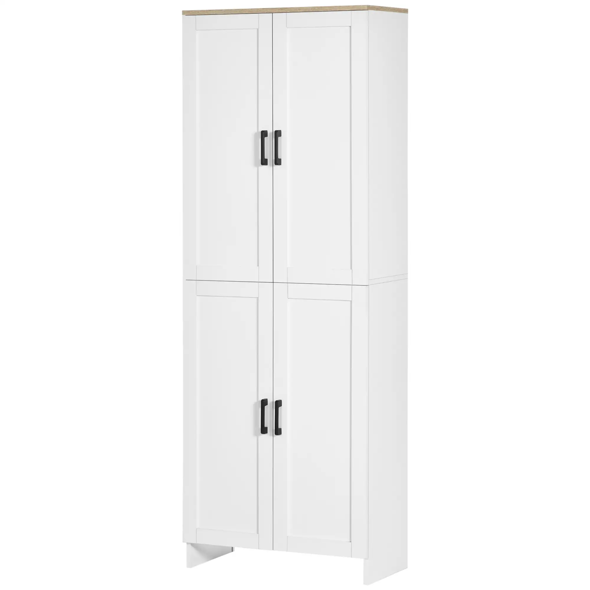67" 4-Door Kitchen Pantry Cabinet, Freestanding, Adjustable Shelves, White - Image 12
