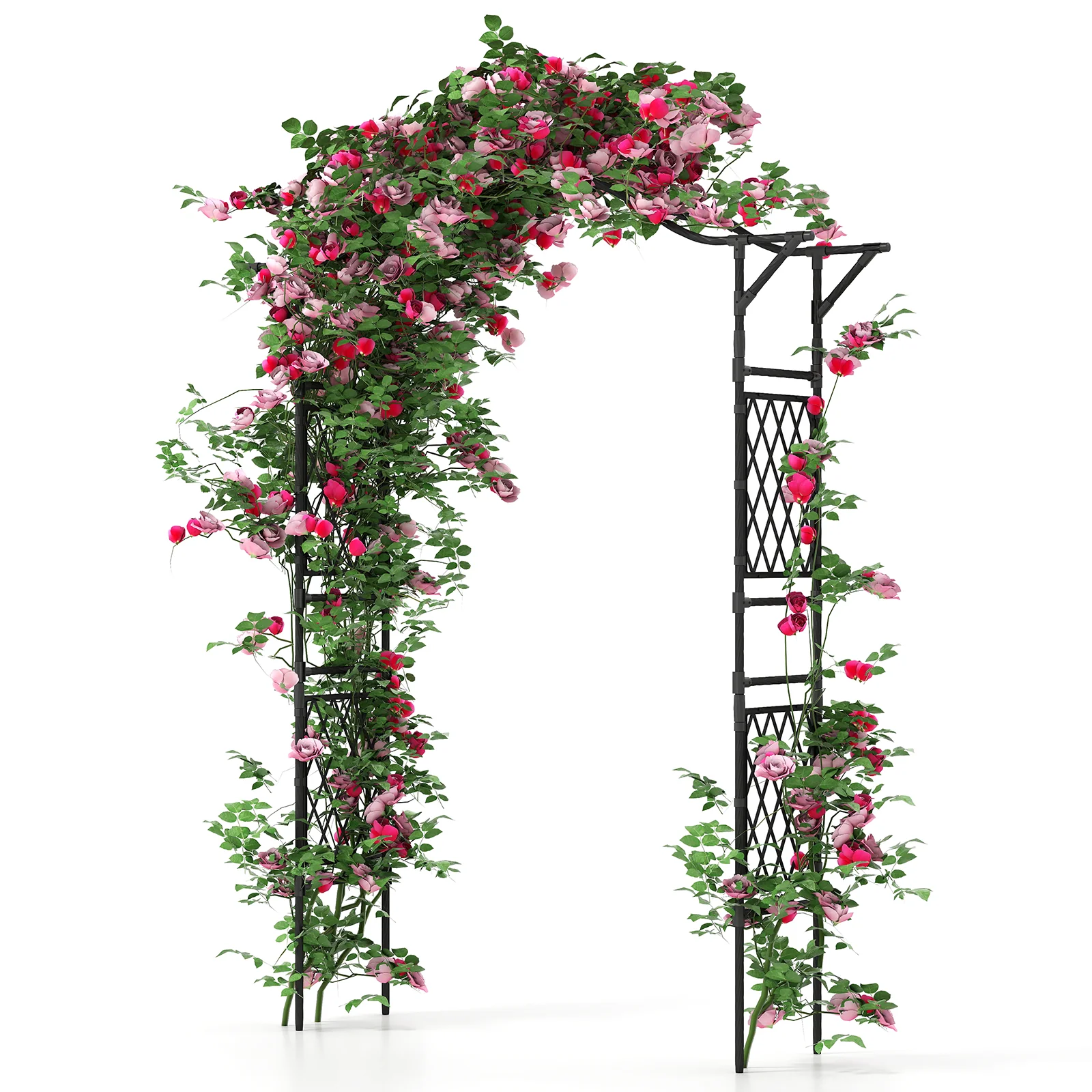 67 x 83 Inch Garden Arch Trellis Metal Pergola Arbor for Climbing Plants, Black - Image 4