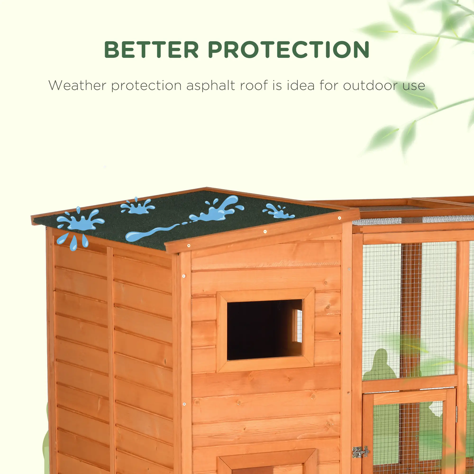 68.75" H Large Wooden Outdoor Cat House with Run, Catio, Condo, Natural - Image 6