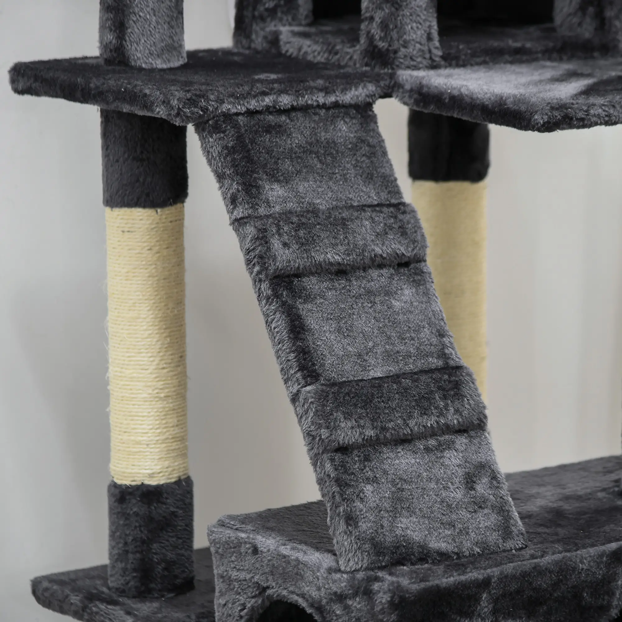 68-Inch Multi-Level Cat Scratching Tree, Kitty Activity Center, Charcoal Grey - Image 10