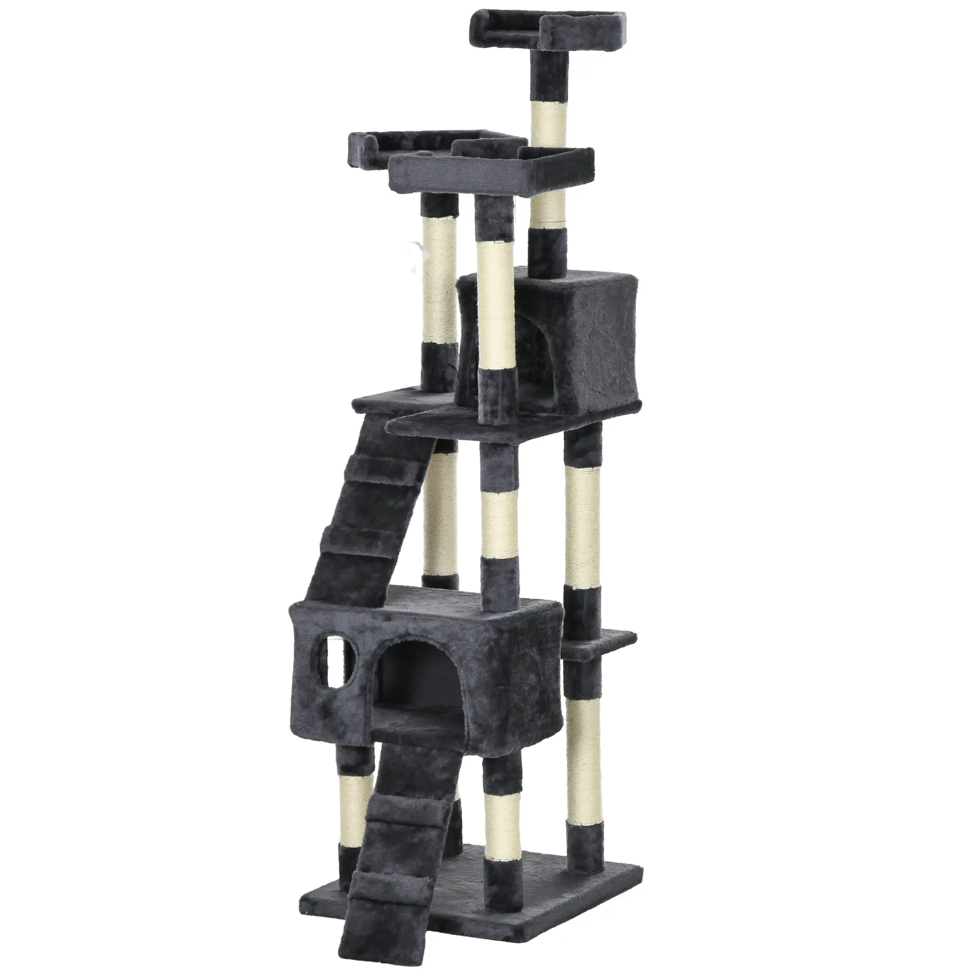 68-Inch Multi-Level Cat Scratching Tree, Kitty Activity Center, Charcoal Grey - Image 11