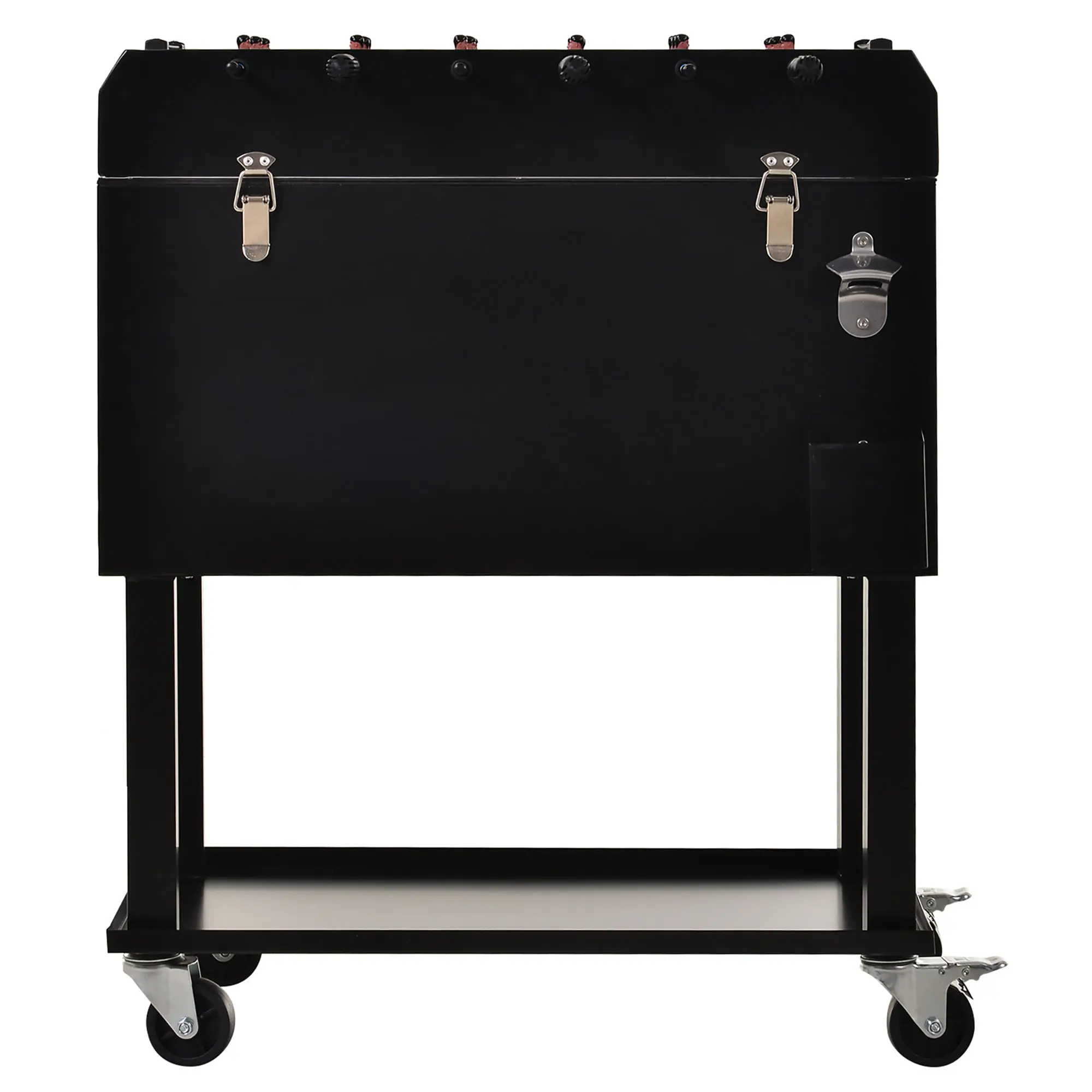 68QT Portable Cooler with Foosball Table Top, Wheels, Tray Shelf, Black - Image 13