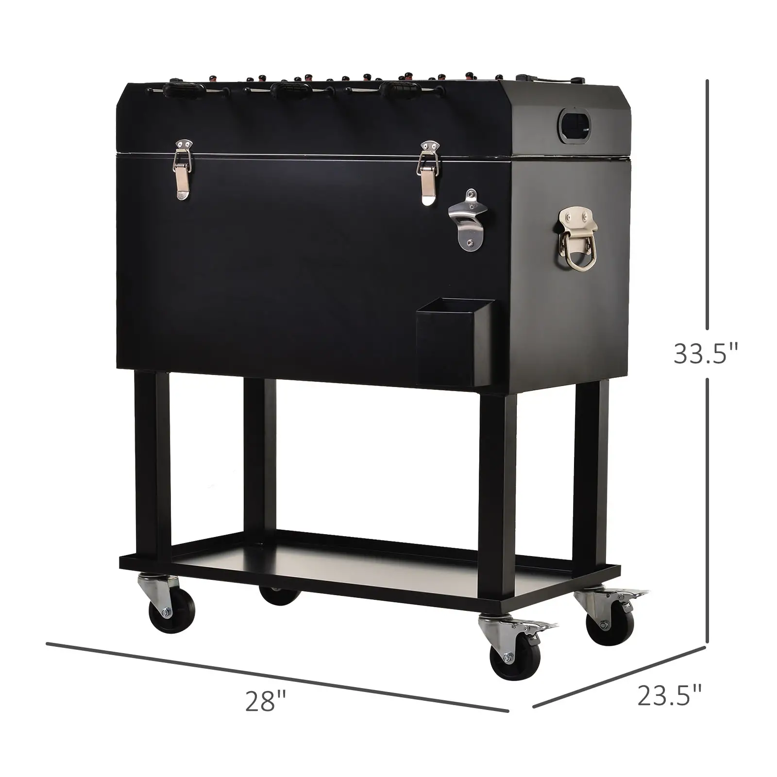 68QT Portable Cooler with Foosball Table Top, Wheels, Tray Shelf, Black - Image 3