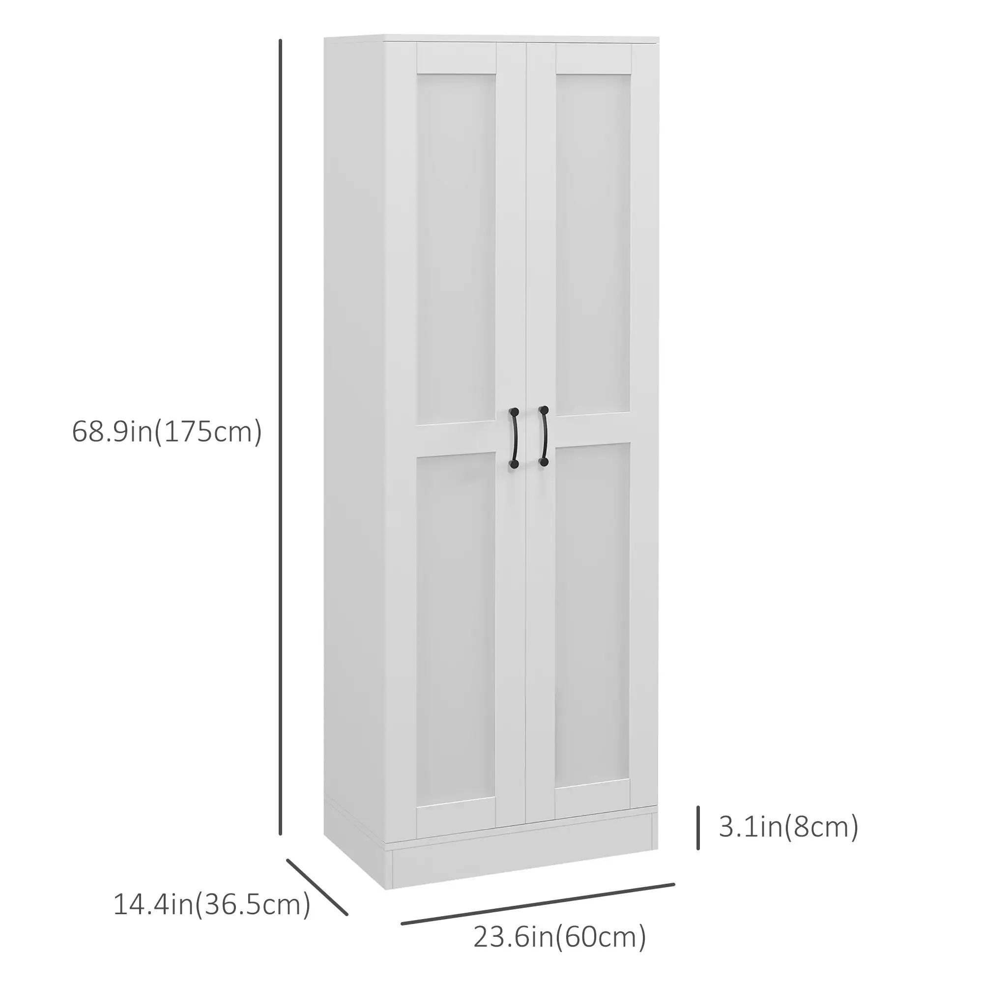 69 Pantry Cabinet, Kitchen Storage with Soft Close Doors, Adjustable Shelves, White - Image 3
