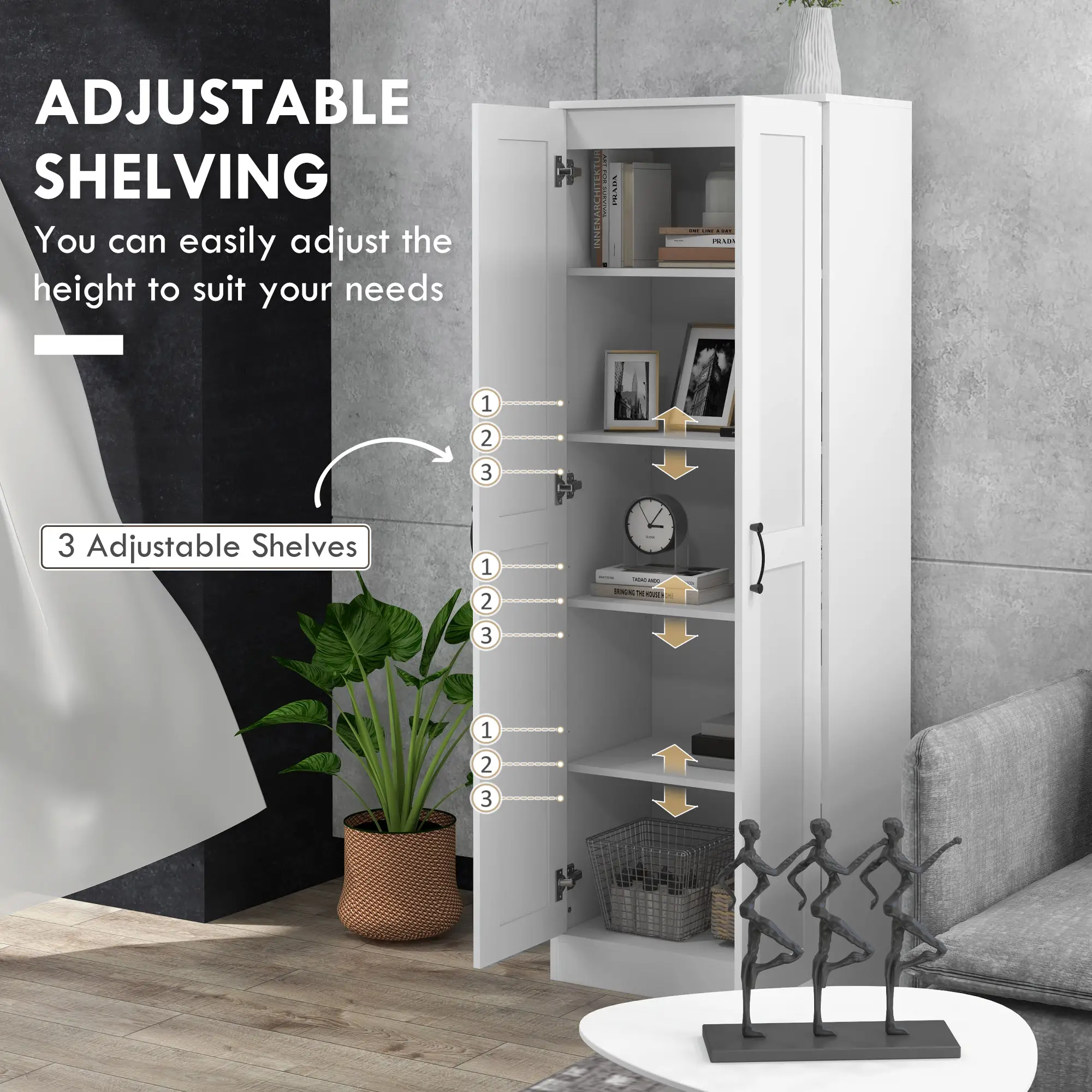 69 Pantry Cabinet, Kitchen Storage with Soft Close Doors, Adjustable Shelves, White - Image 7