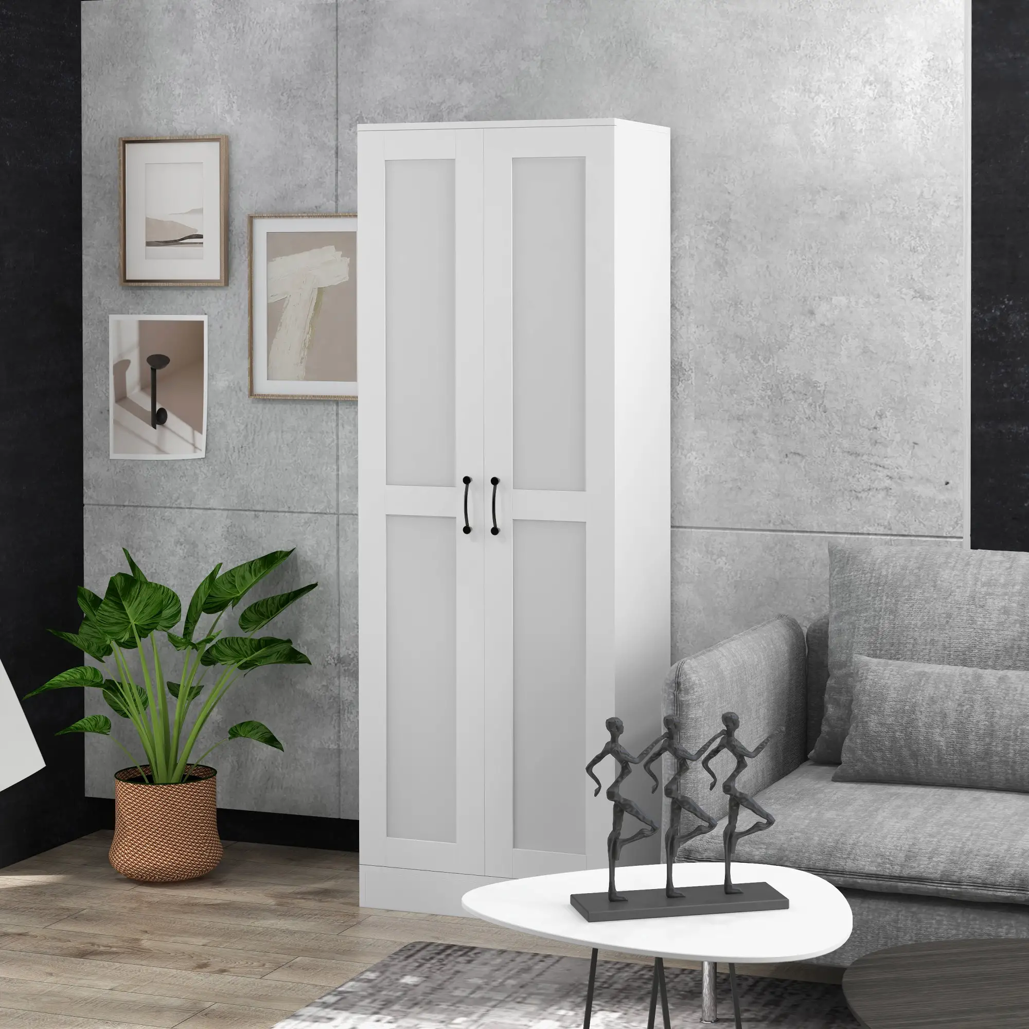 69 Pantry Cabinet, Kitchen Storage with Soft Close Doors, Adjustable Shelves, White - Image 8