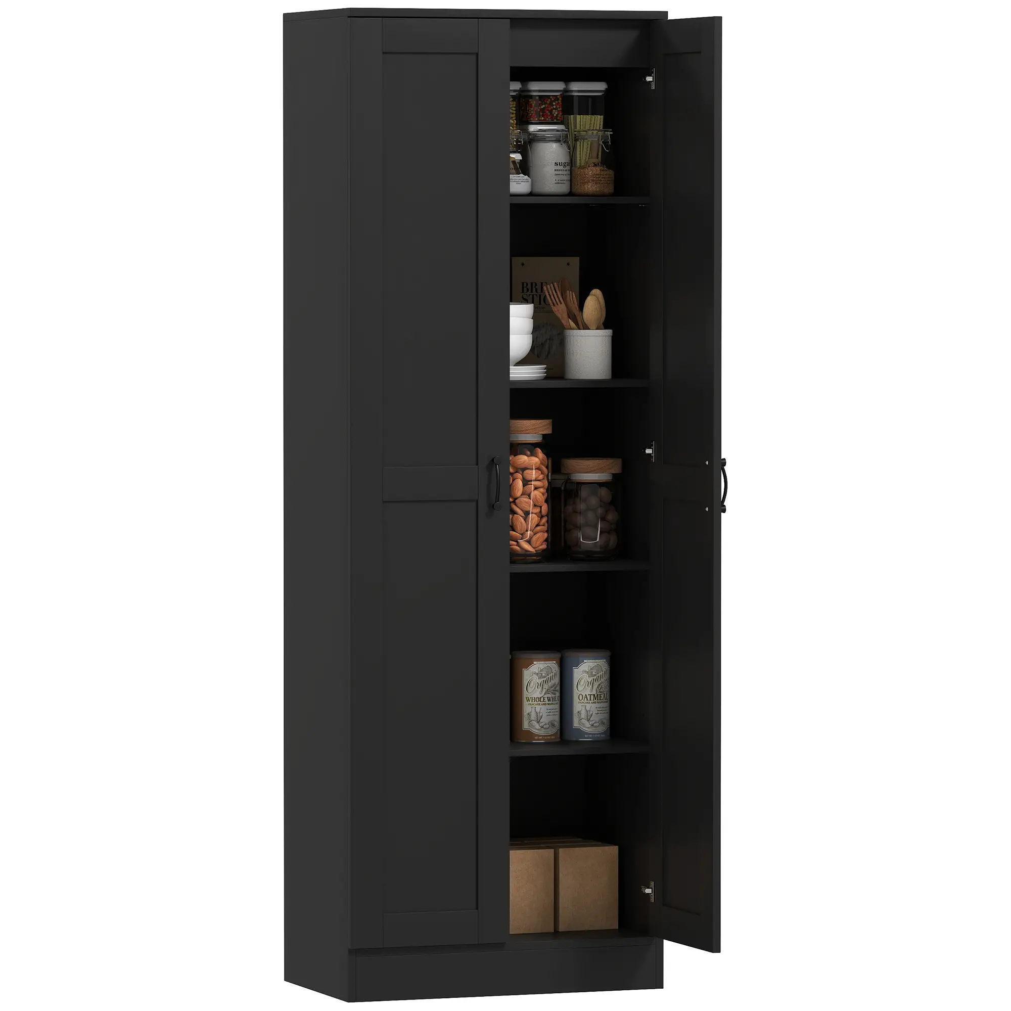 69" Tall Pantry Cabinet, Adjustable Shelves, Soft Close Doors, Black - Image 11