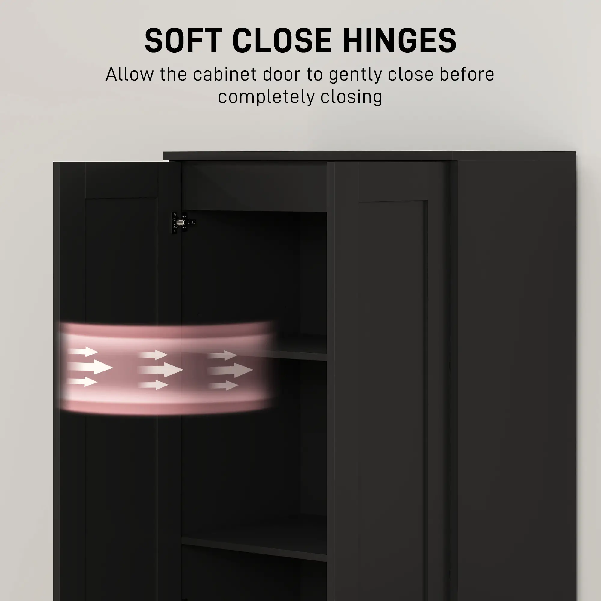 69" Tall Pantry Cabinet, Adjustable Shelves, Soft Close Doors, Black - Image 5
