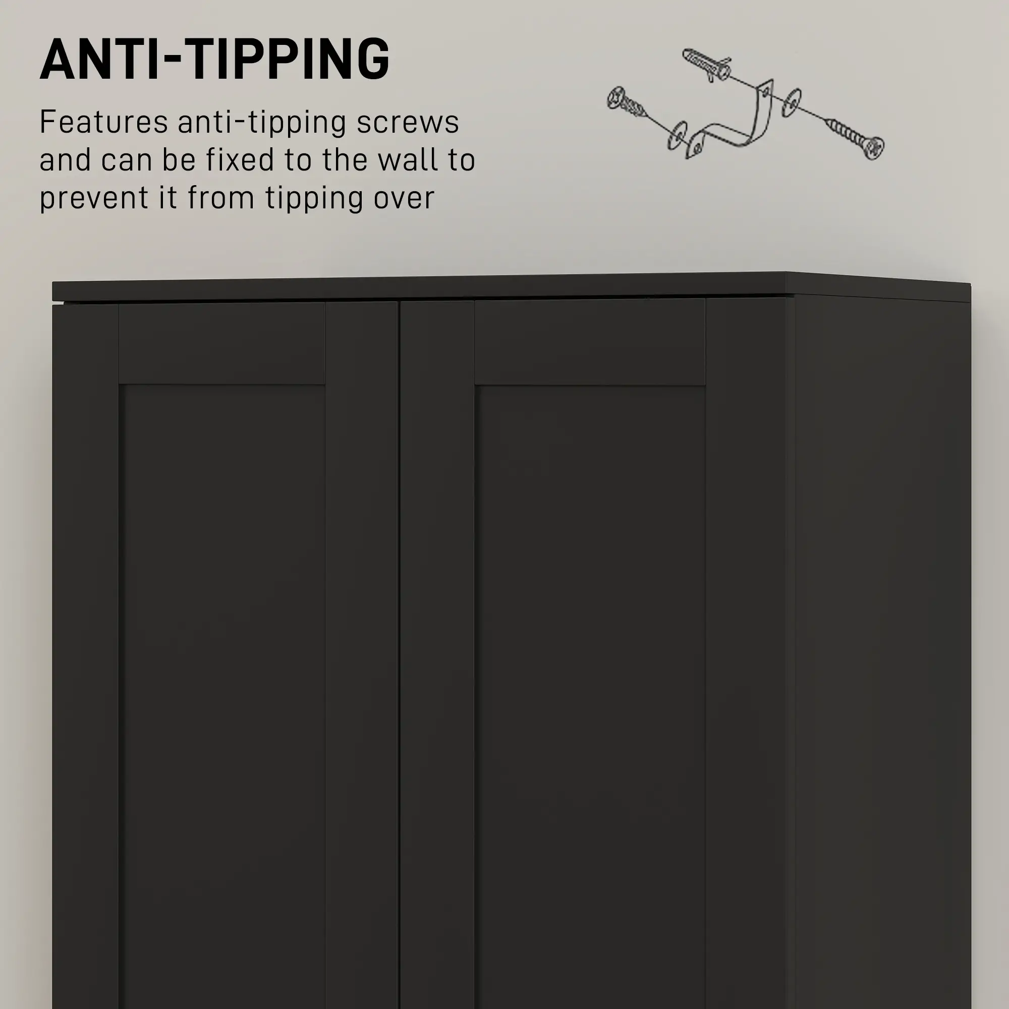 69" Tall Pantry Cabinet, Adjustable Shelves, Soft Close Doors, Black - Image 7