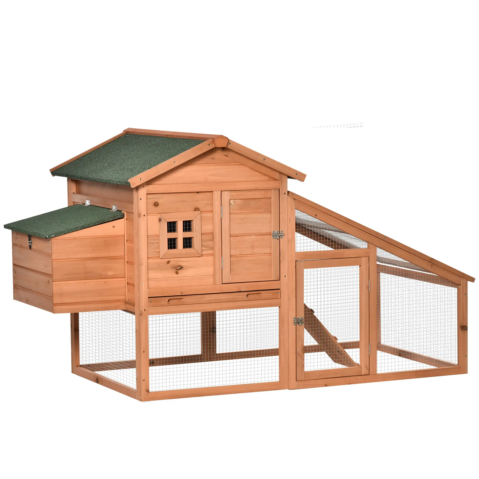 69 Wooden Chicken Coop, Rabbit Hutch, Outdoor Poultry Cage, Yellow and Green