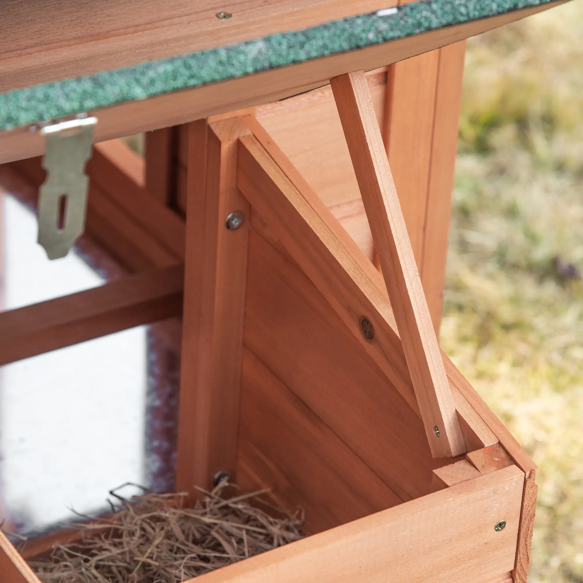 69 Wooden Chicken Coop, Rabbit Hutch, Outdoor Poultry Cage, Yellow and Green - Image 10