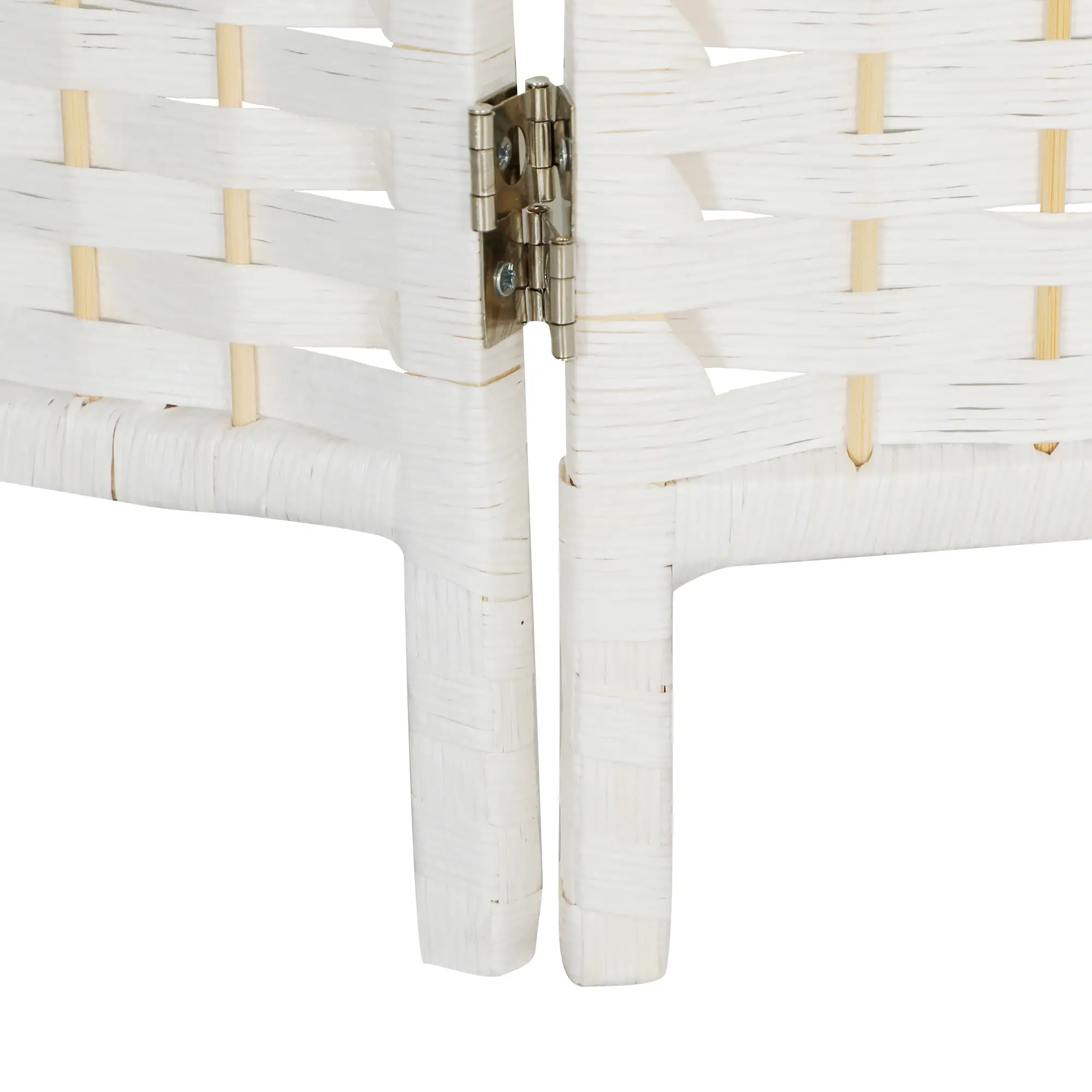 6ft 4-Panel Folding Room Divider, Wooden Frame, White - Image 10