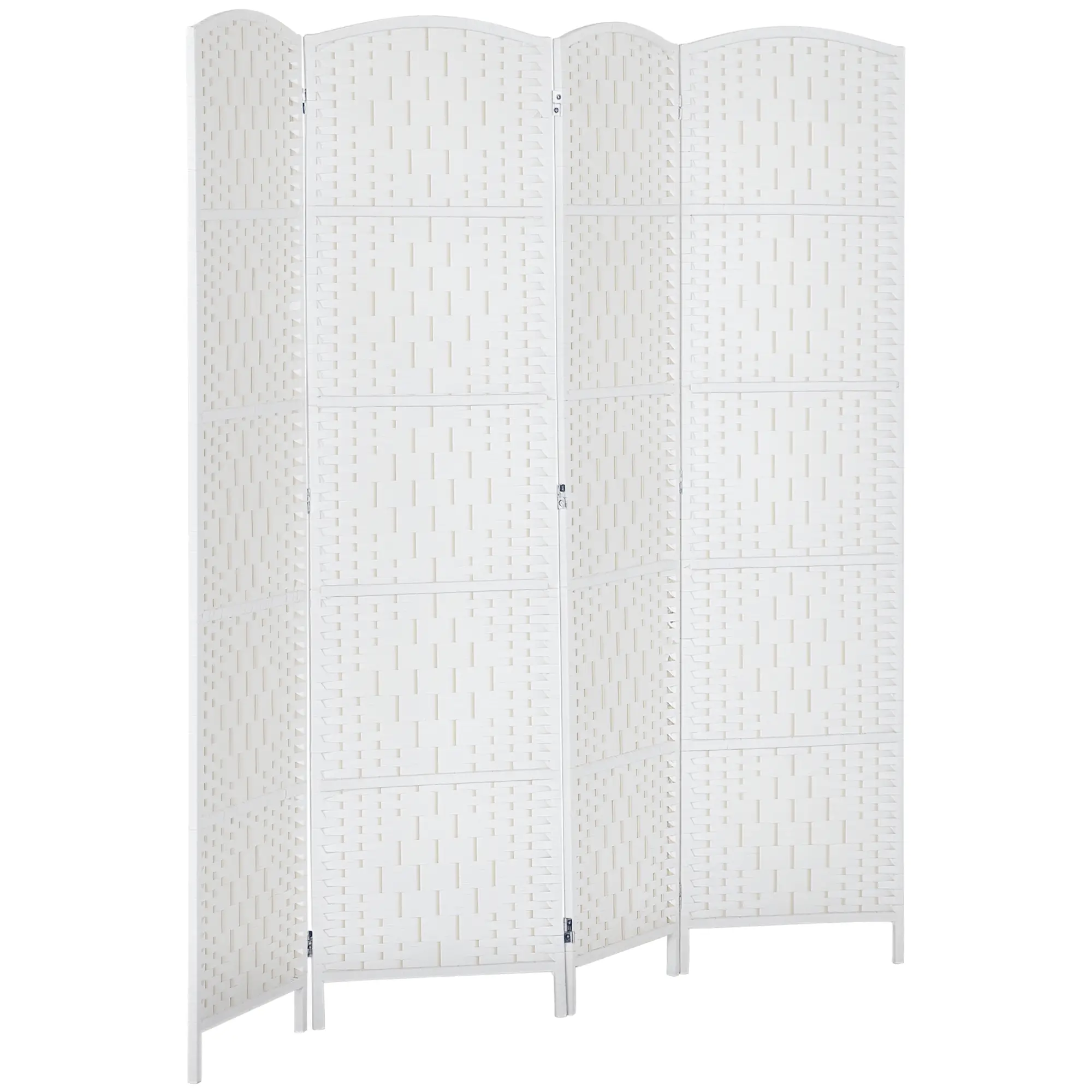 6ft 4-Panel Folding Room Divider, Wooden Frame, White - Image 11