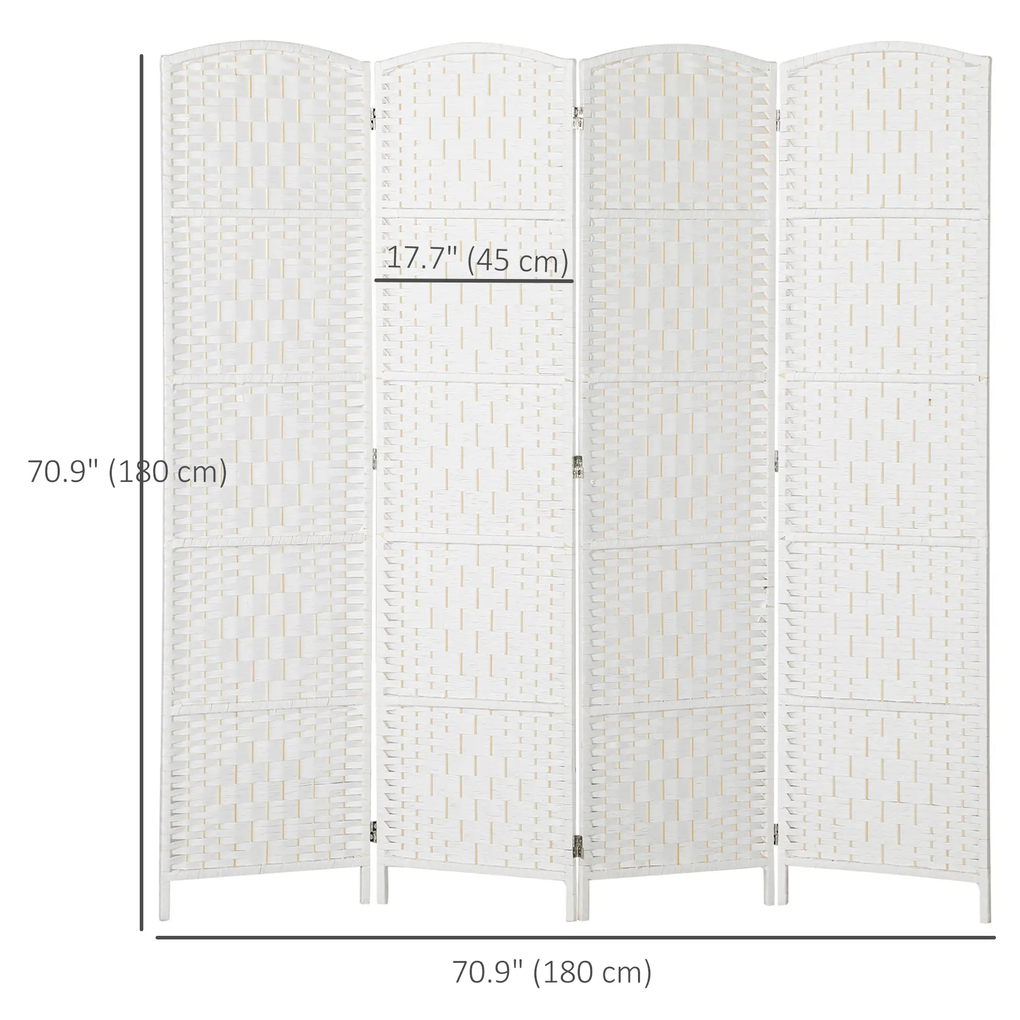 6ft 4-Panel Folding Room Divider, Wooden Frame, White - Image 3