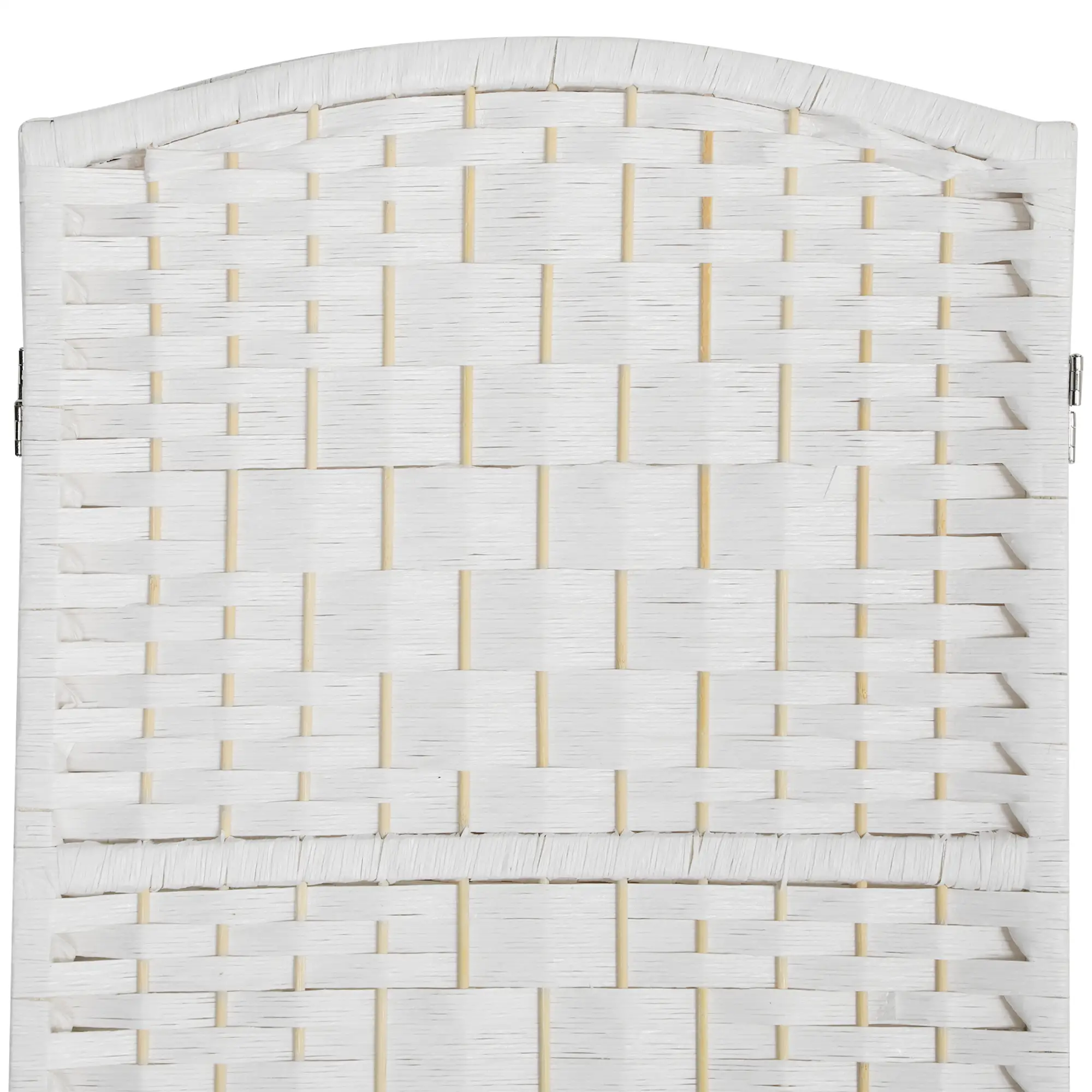 6ft 4-Panel Folding Room Divider, Wooden Frame, White - Image 9