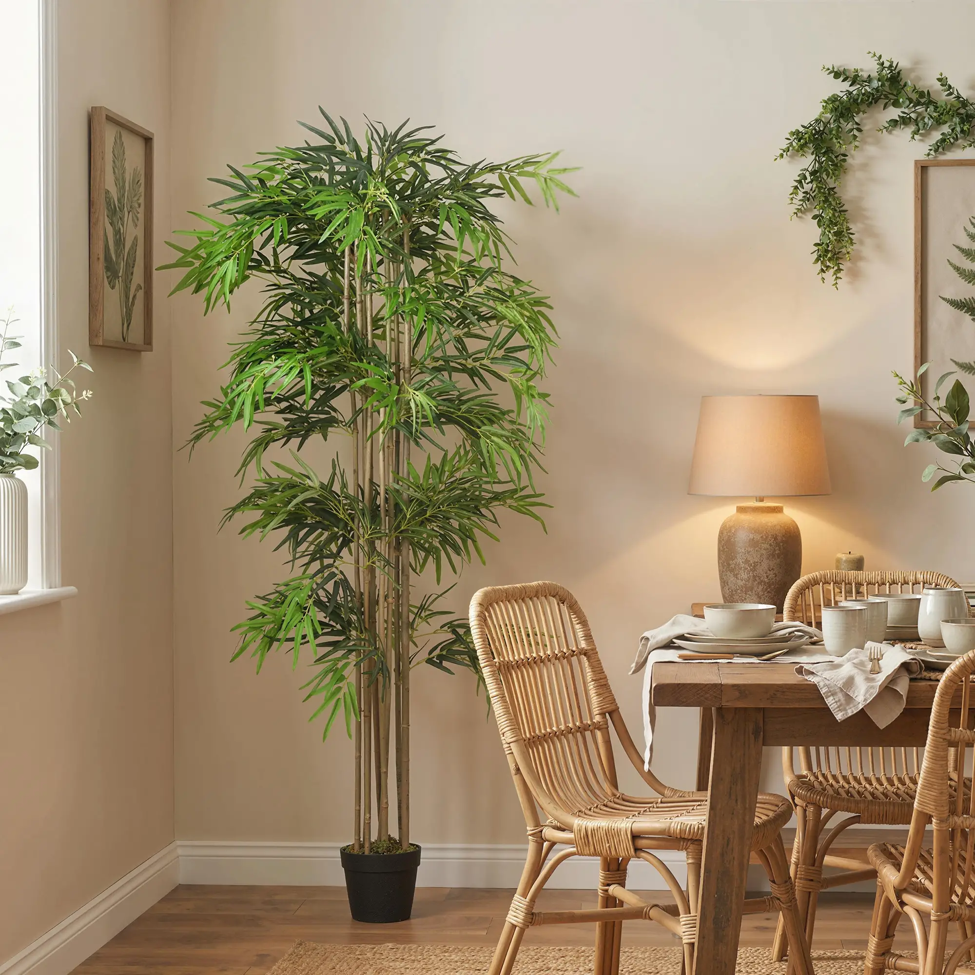 6FT Artificial Bamboo Tree, Fake Plant, 1530 Leaves, Green - Image 9