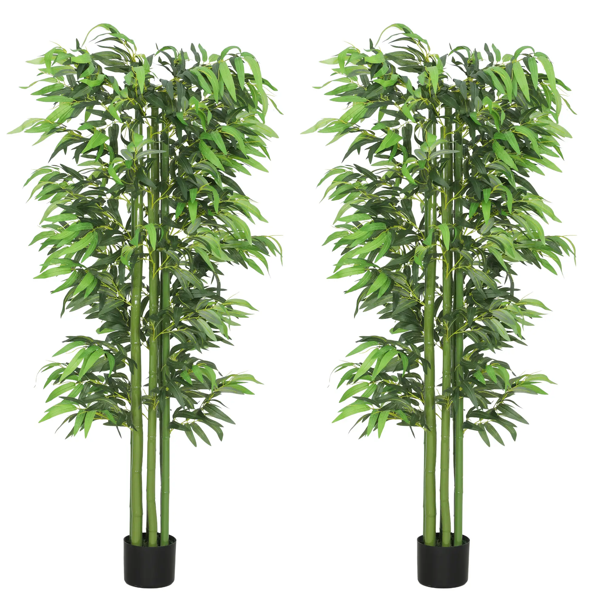 6FT Artificial Bamboo Trees Set of 2, Fake Plants with Nursery Pot - Image 11