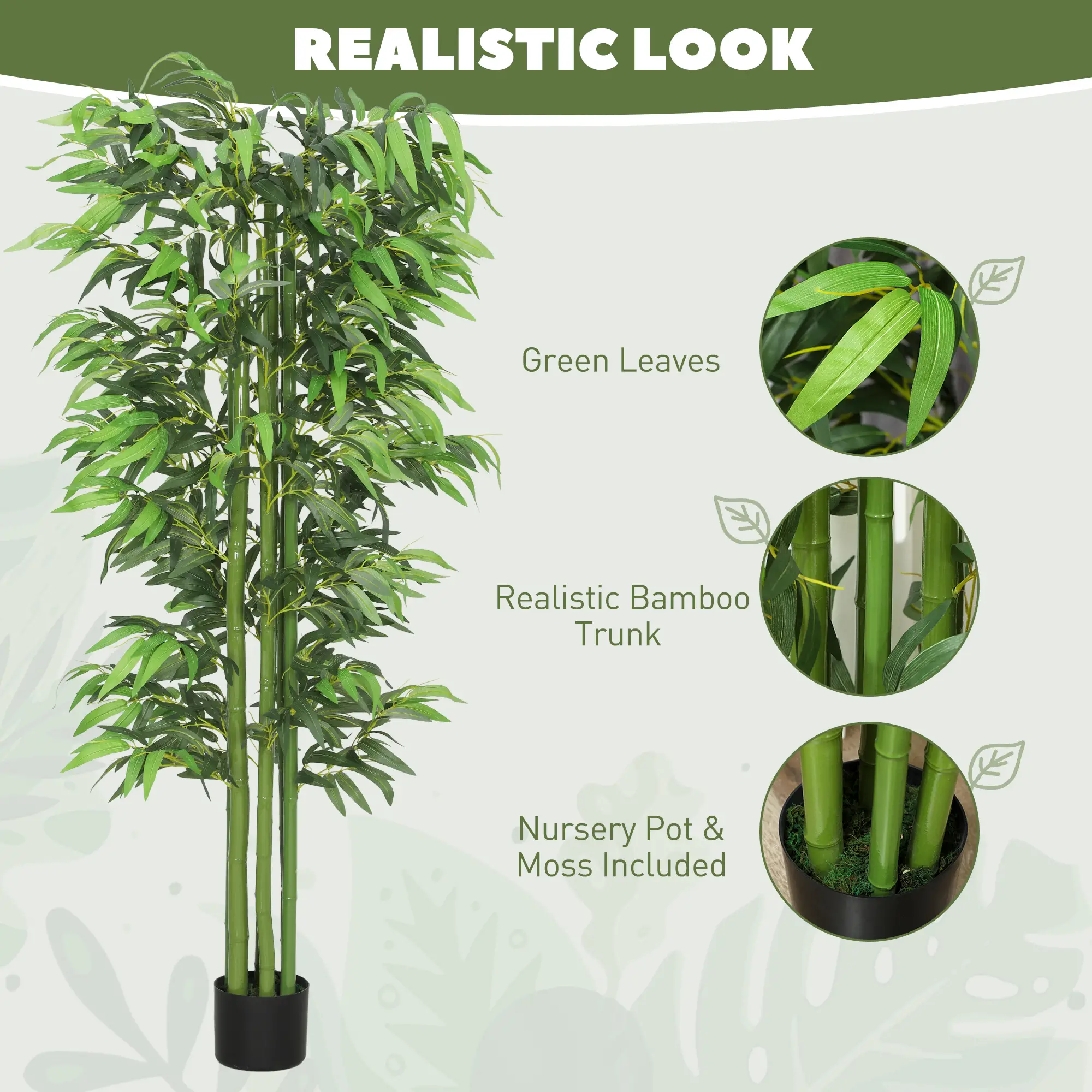 6FT Artificial Bamboo Trees Set of 2, Fake Plants with Nursery Pot - Image 4