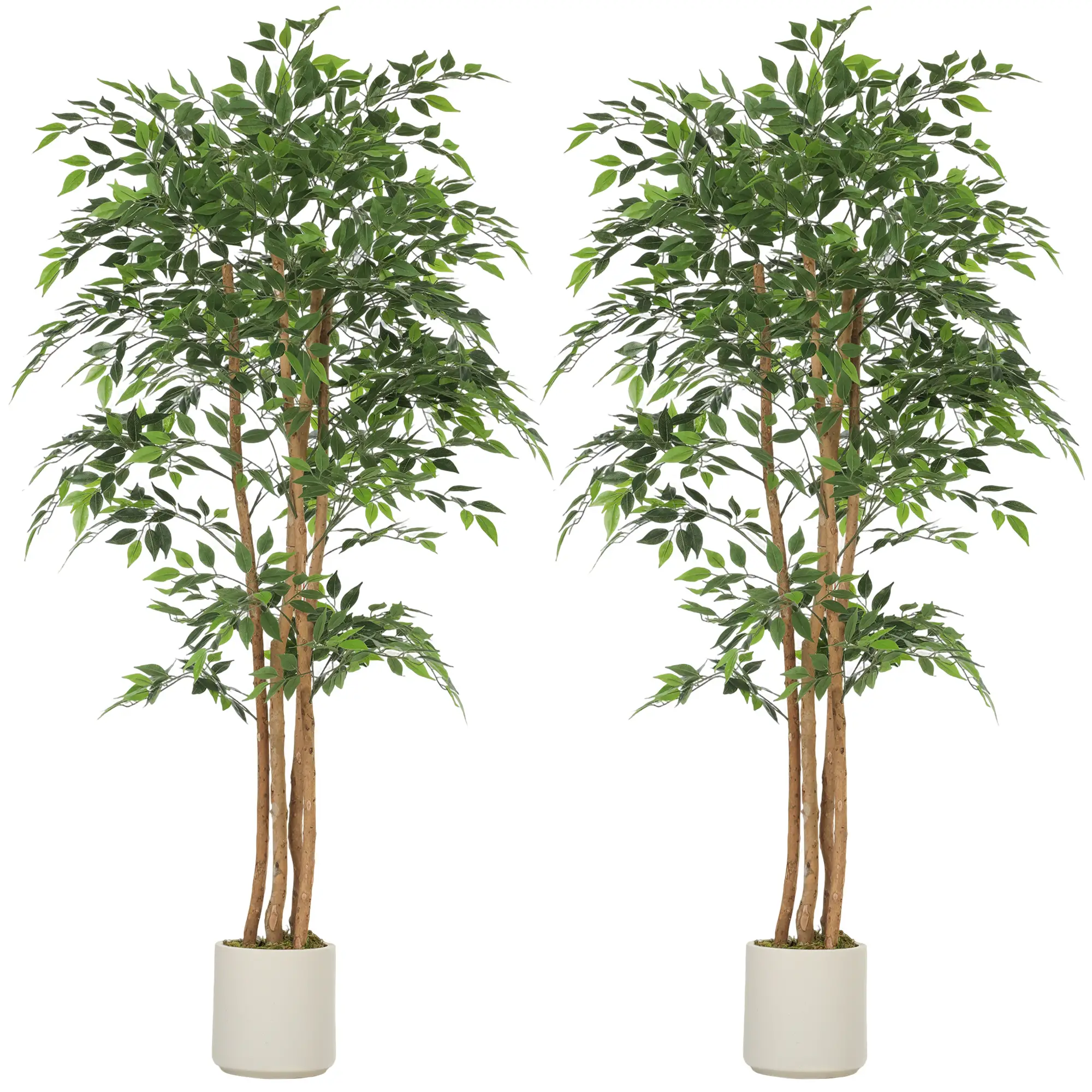 6FT Artificial Banyan Tree Set, Fake Potted Tree With Wood Trunk