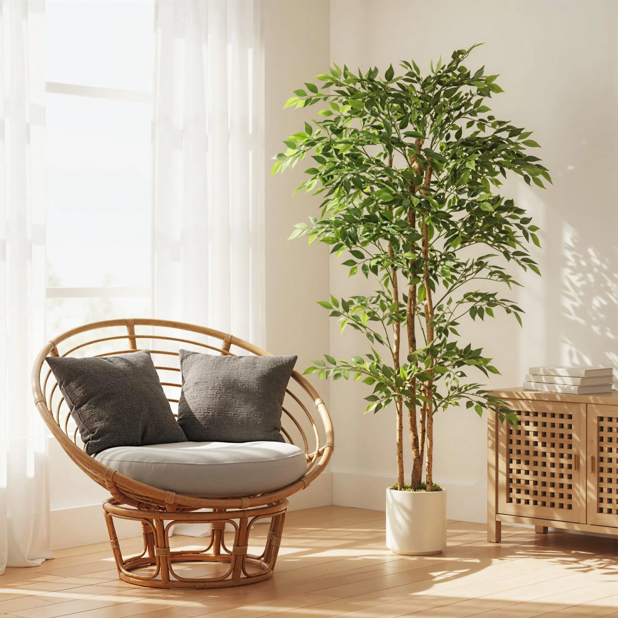 6FT Artificial Banyan Tree Set, Fake Potted Tree With Wood Trunk - Image 10