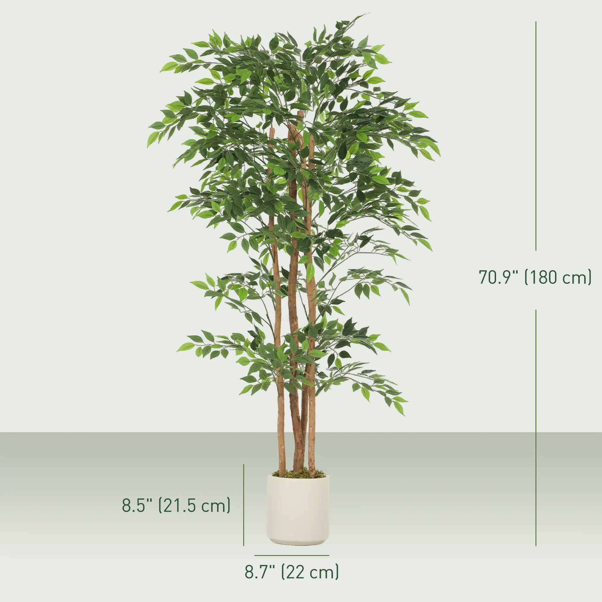 6FT Artificial Banyan Tree Set, Fake Potted Tree With Wood Trunk - Image 3