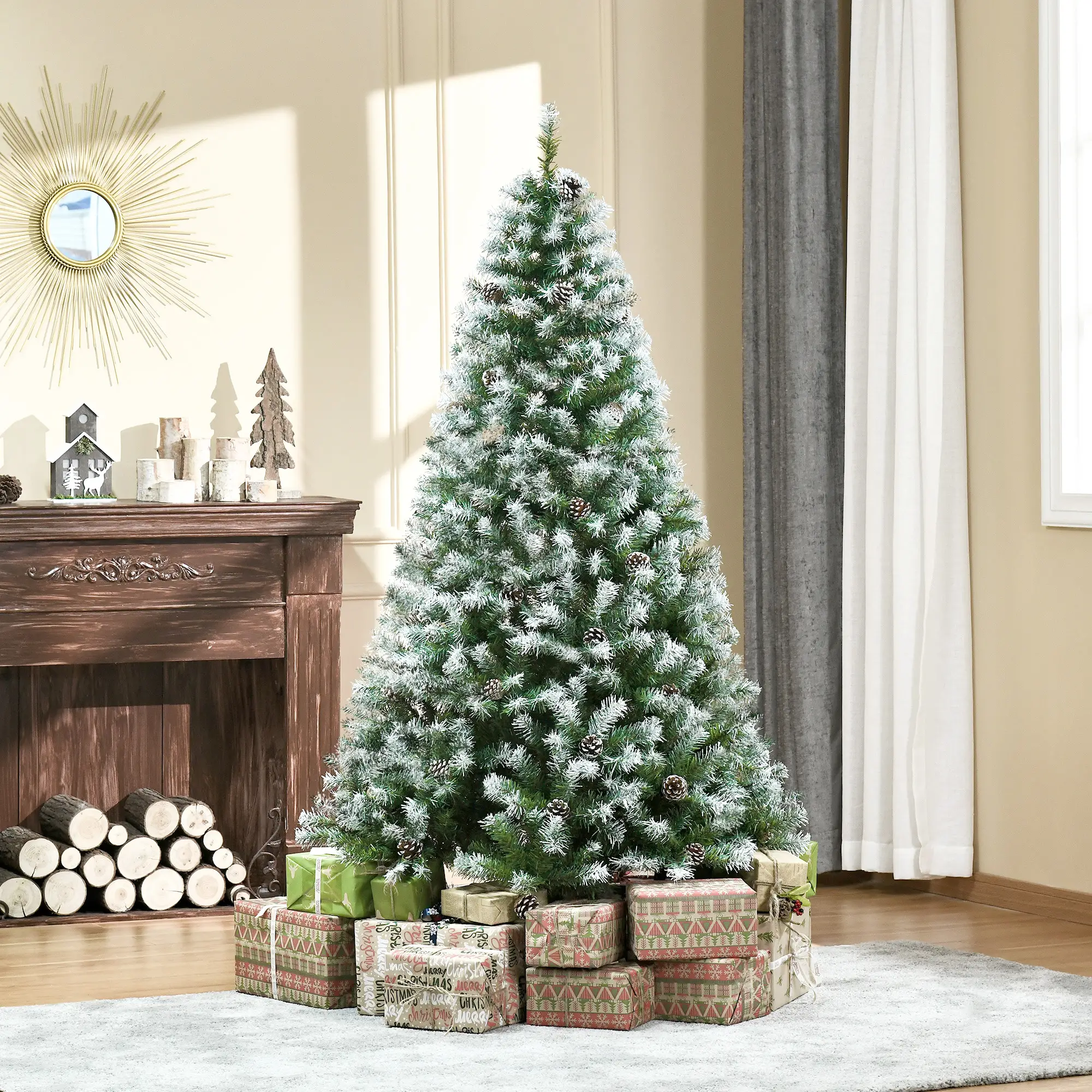 6ft Artificial Christmas Tree, Unlit Full, 800 Branches, 61 Pine Cones, Fir - Image 2