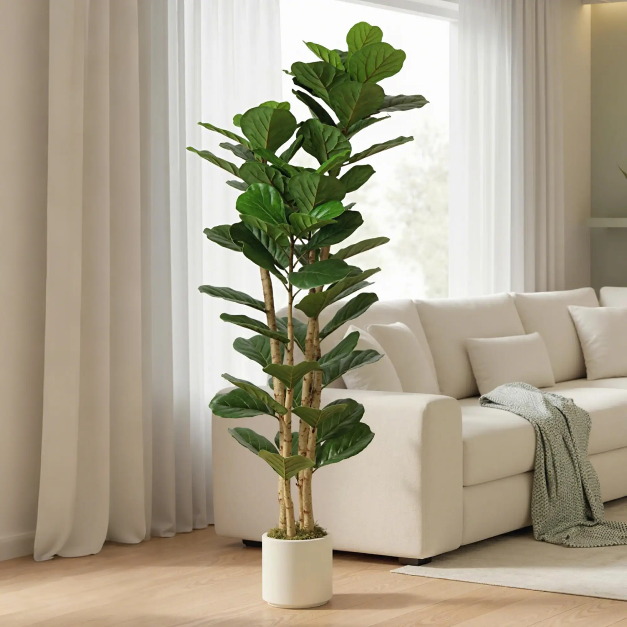 6FT Artificial Fiddle Leaf Fig Tree, Fake Potted Tree, Green - Image 2