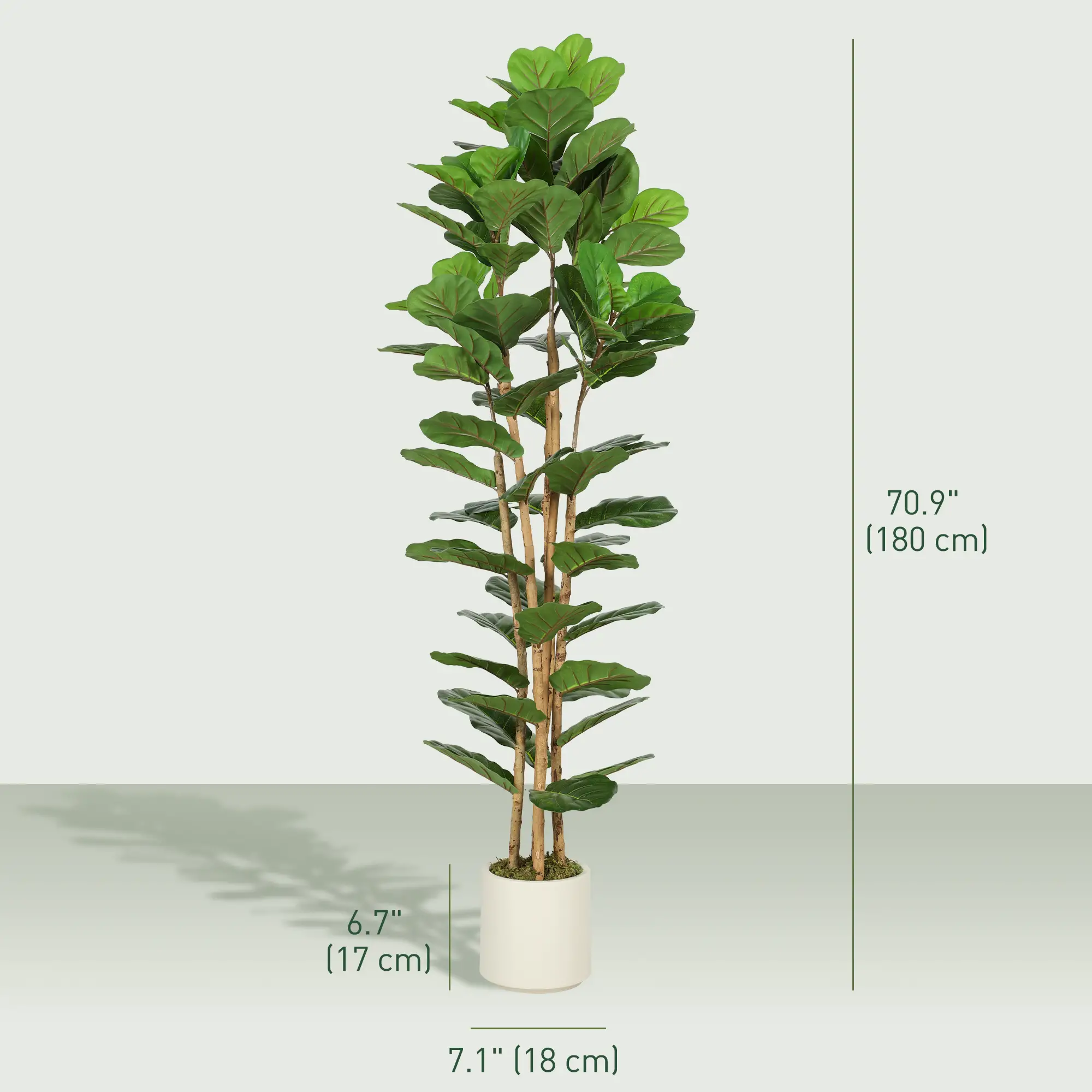 6FT Artificial Fiddle Leaf Fig Tree, Fake Potted Tree, Green - Image 3